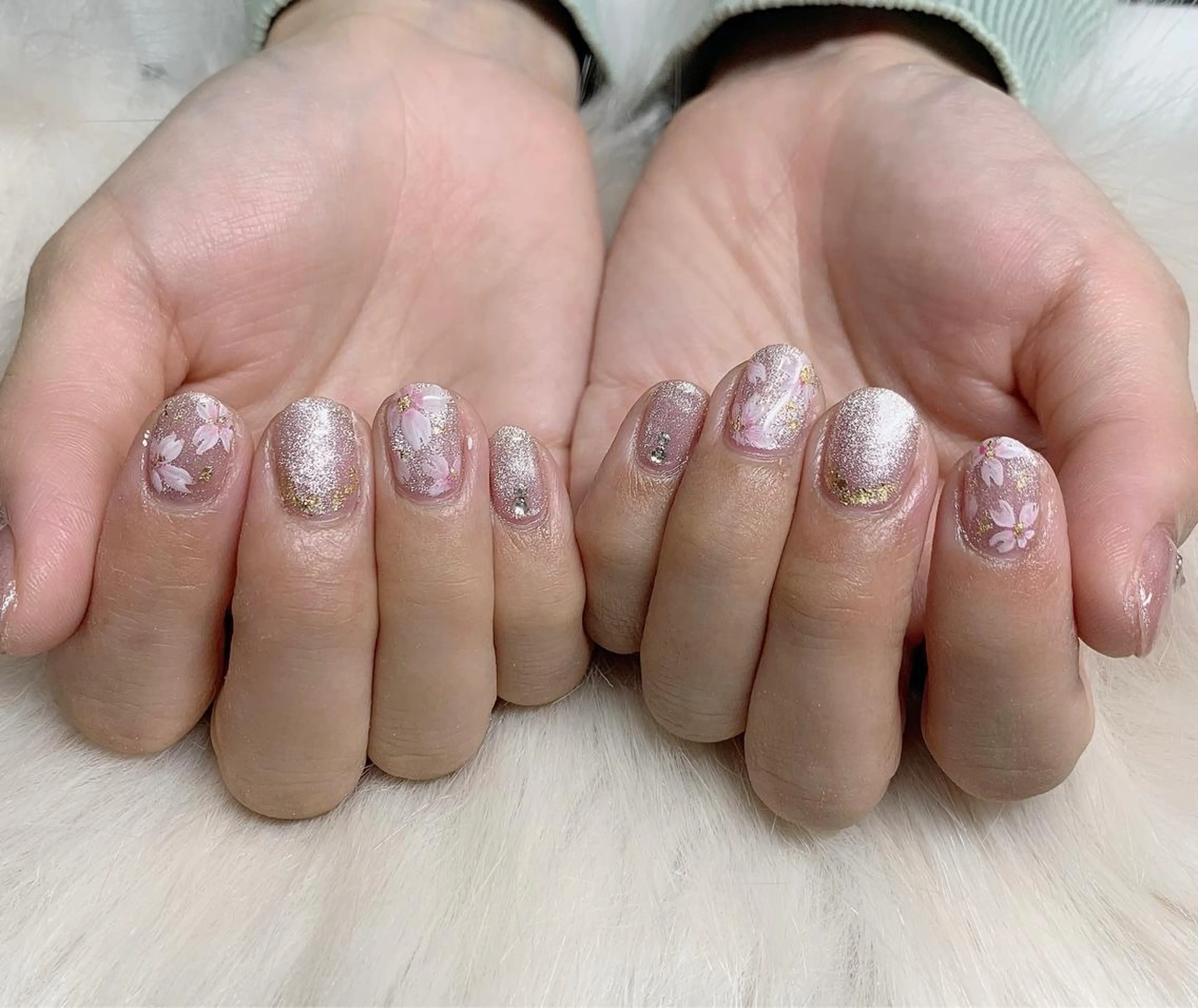 ネイル アートネイル 桜ネイル マグネットネイル Nail Salon Momoのネイルデザイン