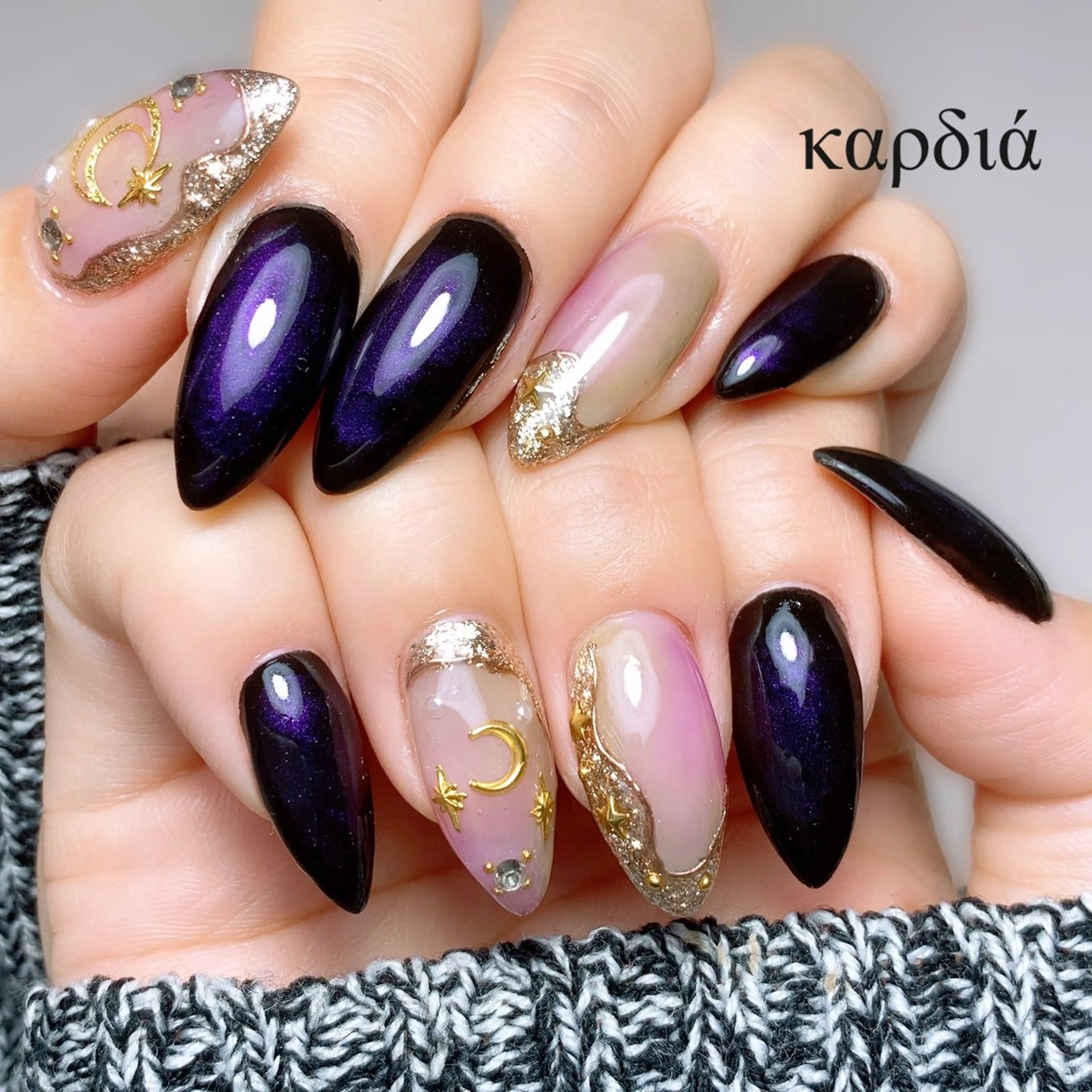 ネイル ハンドネイル καρδιά -ｶﾙﾃﾞｨｱ-のネイルデザイン