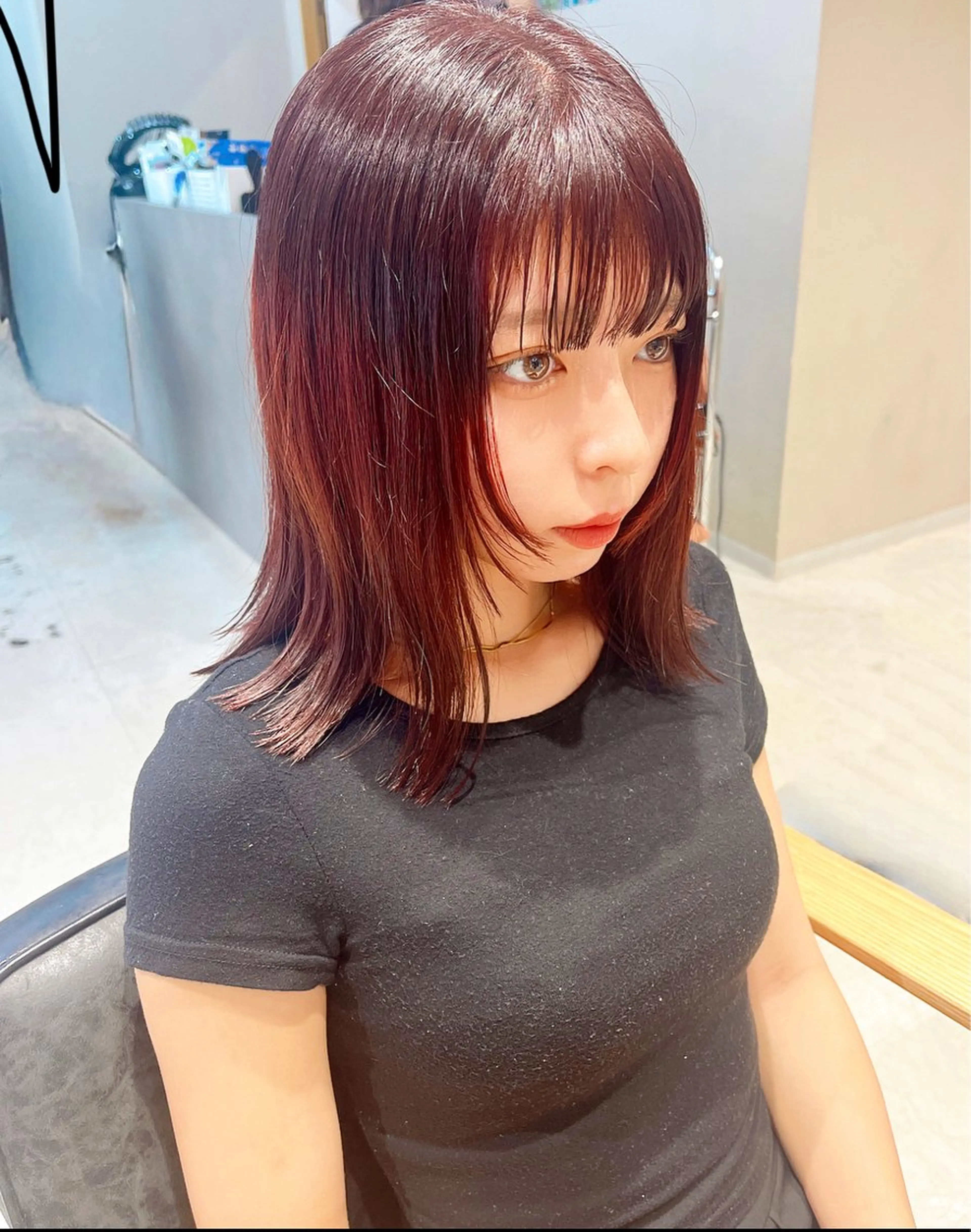 セミロング カラー ヘアアレンジ カット ヘアカラー 似合わせ＋韓国カット ニシヤマ　マイのヘアスタイル