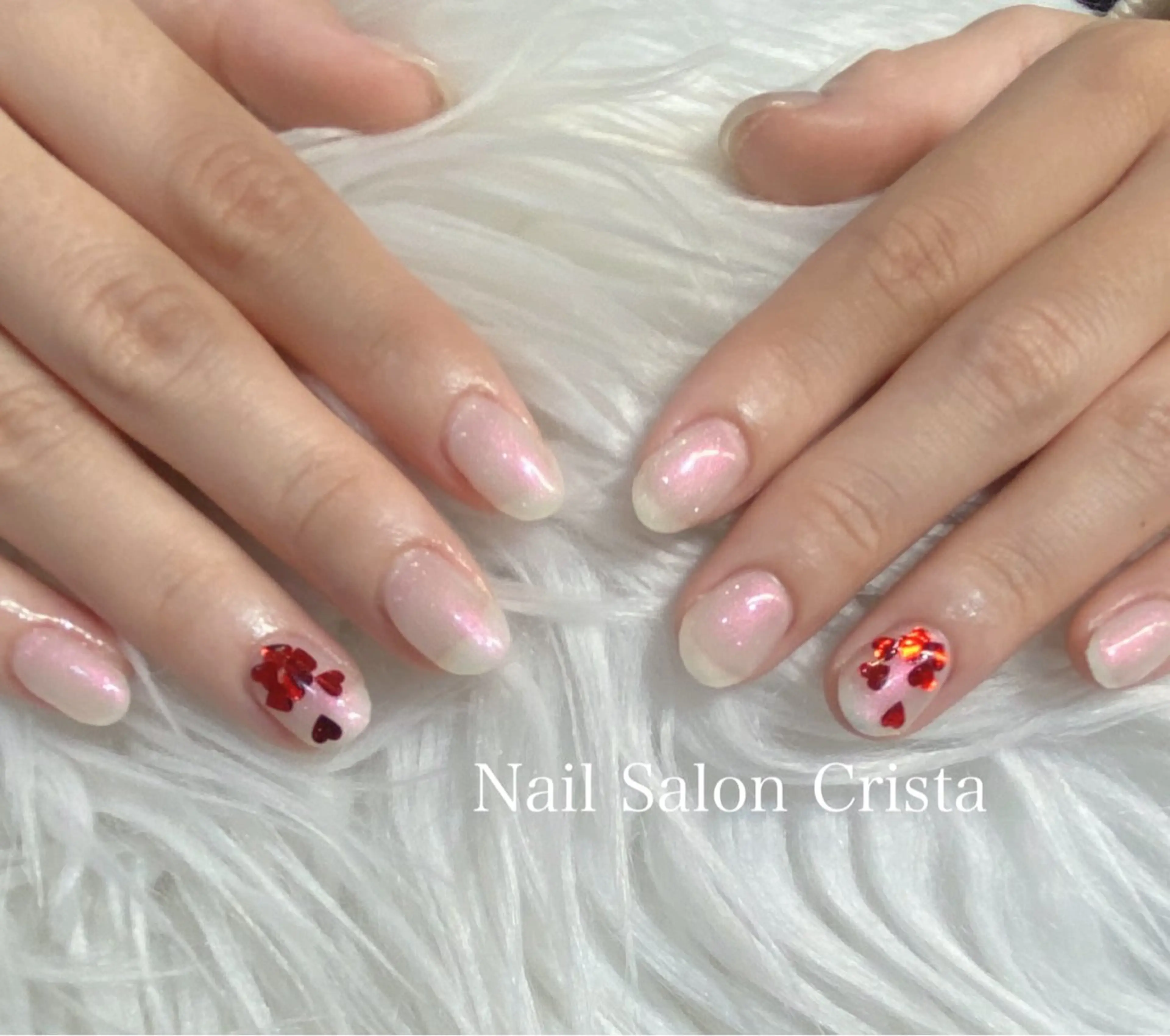 ネイル ジェルネイル パラジェル シンプルネイル バレンタイン ハンドネイル CRISTA所属・CRISTA MOMOのネイルデザイン