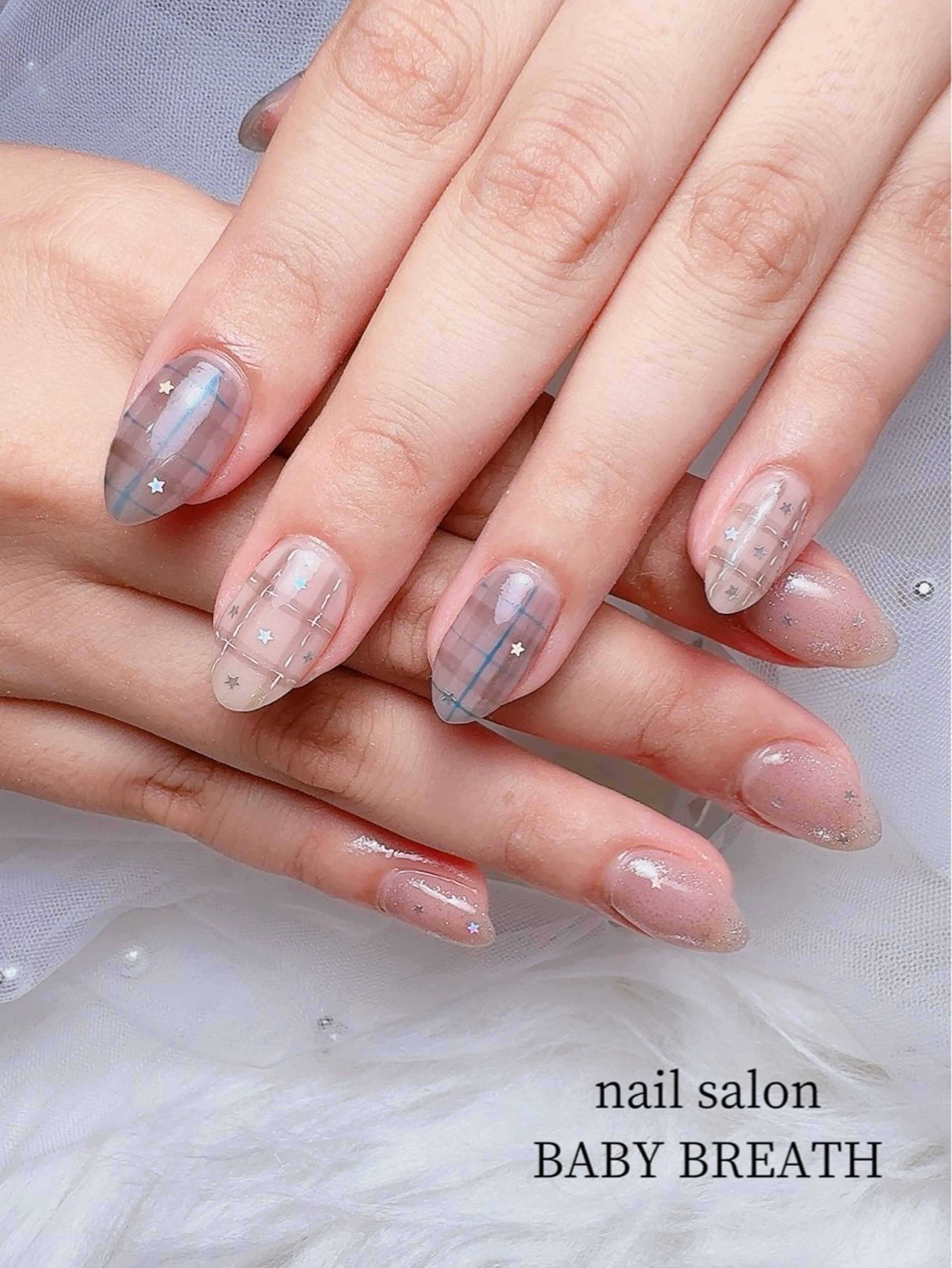 ネイル アートネイル フラッシュネイル フットネイル グラデーション ラメ(グリッター) ハンドネイル BABY  BREATH所属・y natsumiのネイルデザイン