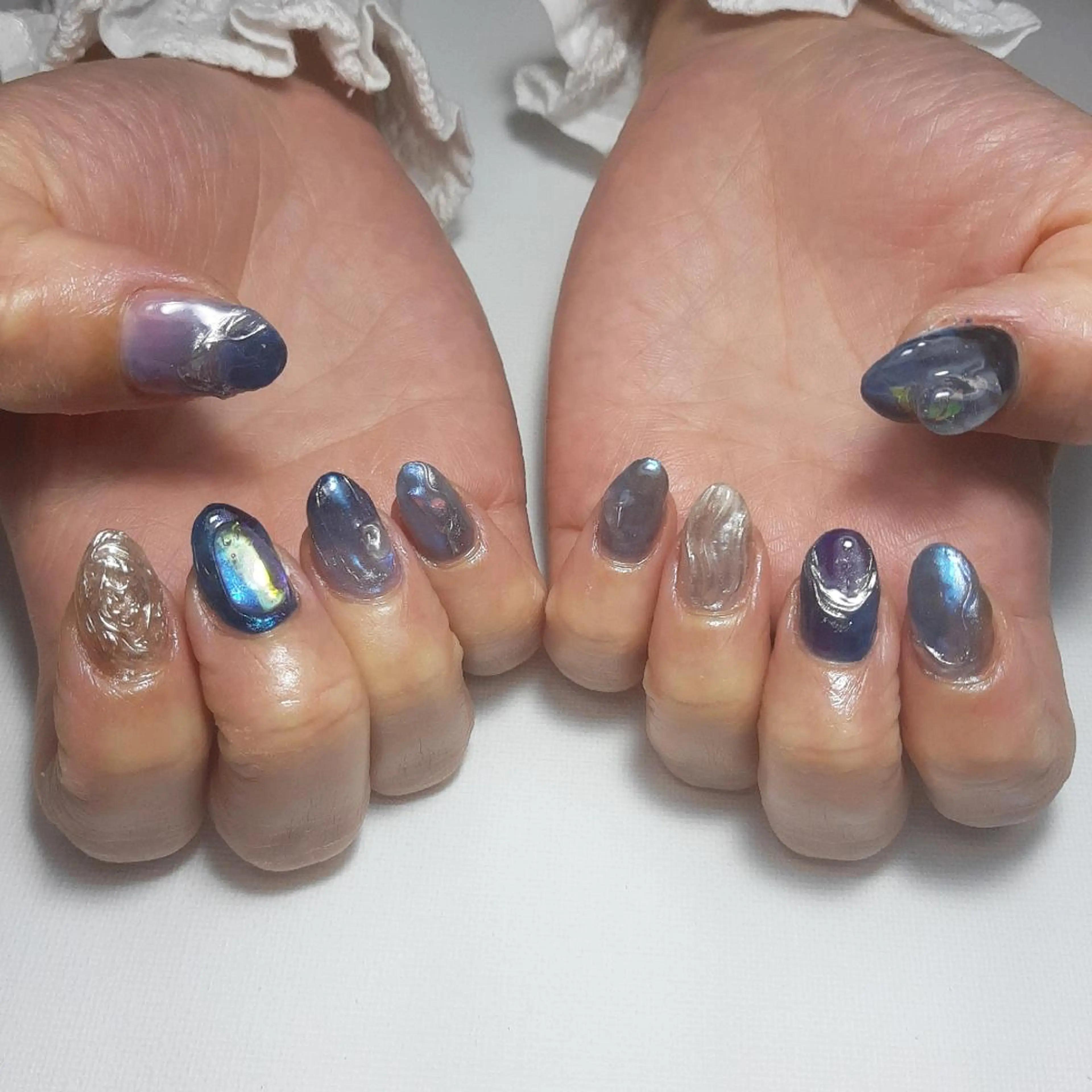 ネイル ネイビー ニュアンスネイル owlnail /持込みデザイン専門のネイルデザイン