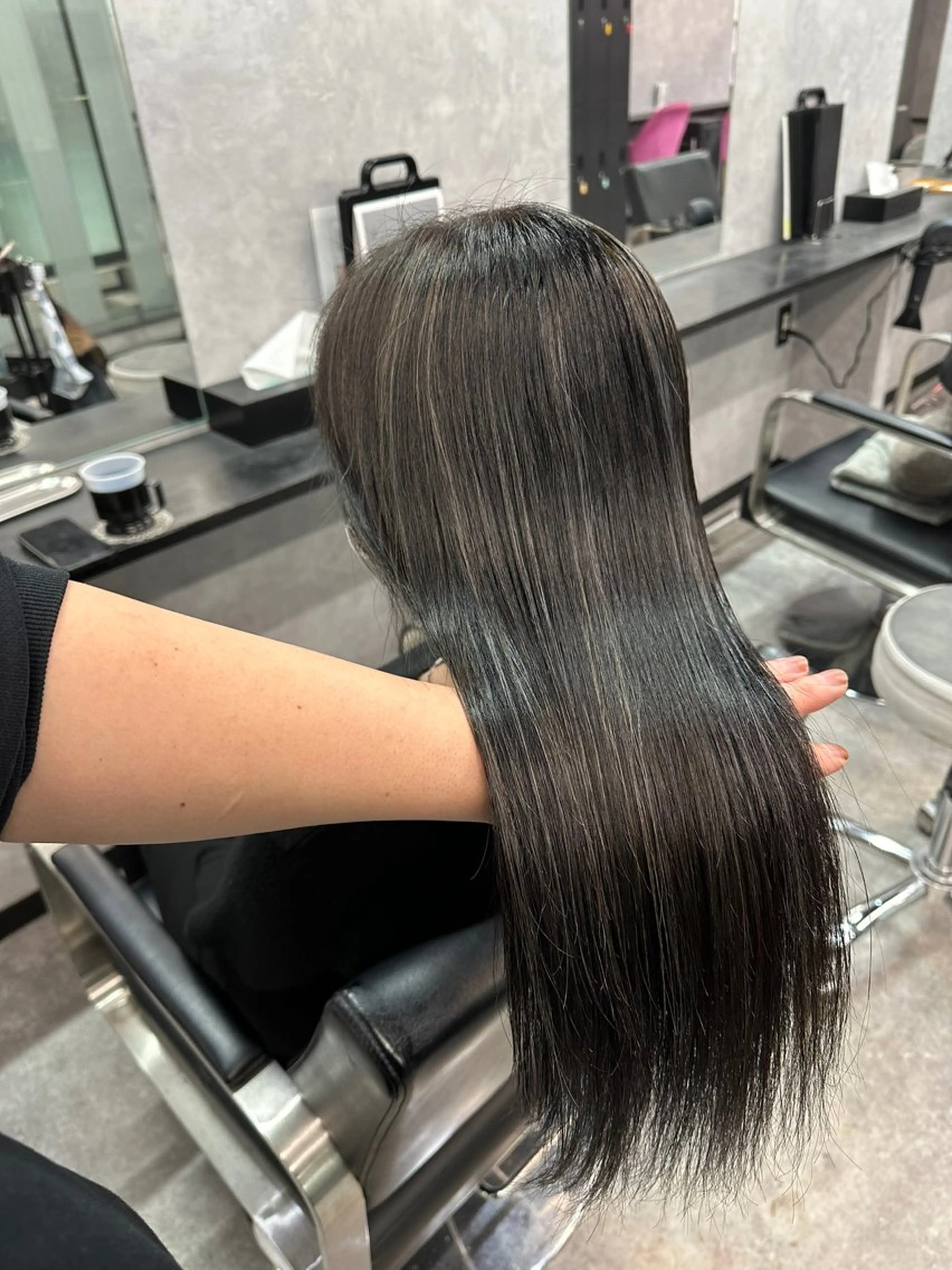 ロング ミストバング ハイライト 髪質改善 ヨシンモリ 韓国風ヘア HAIR SMILE COEURのヘアスタイル