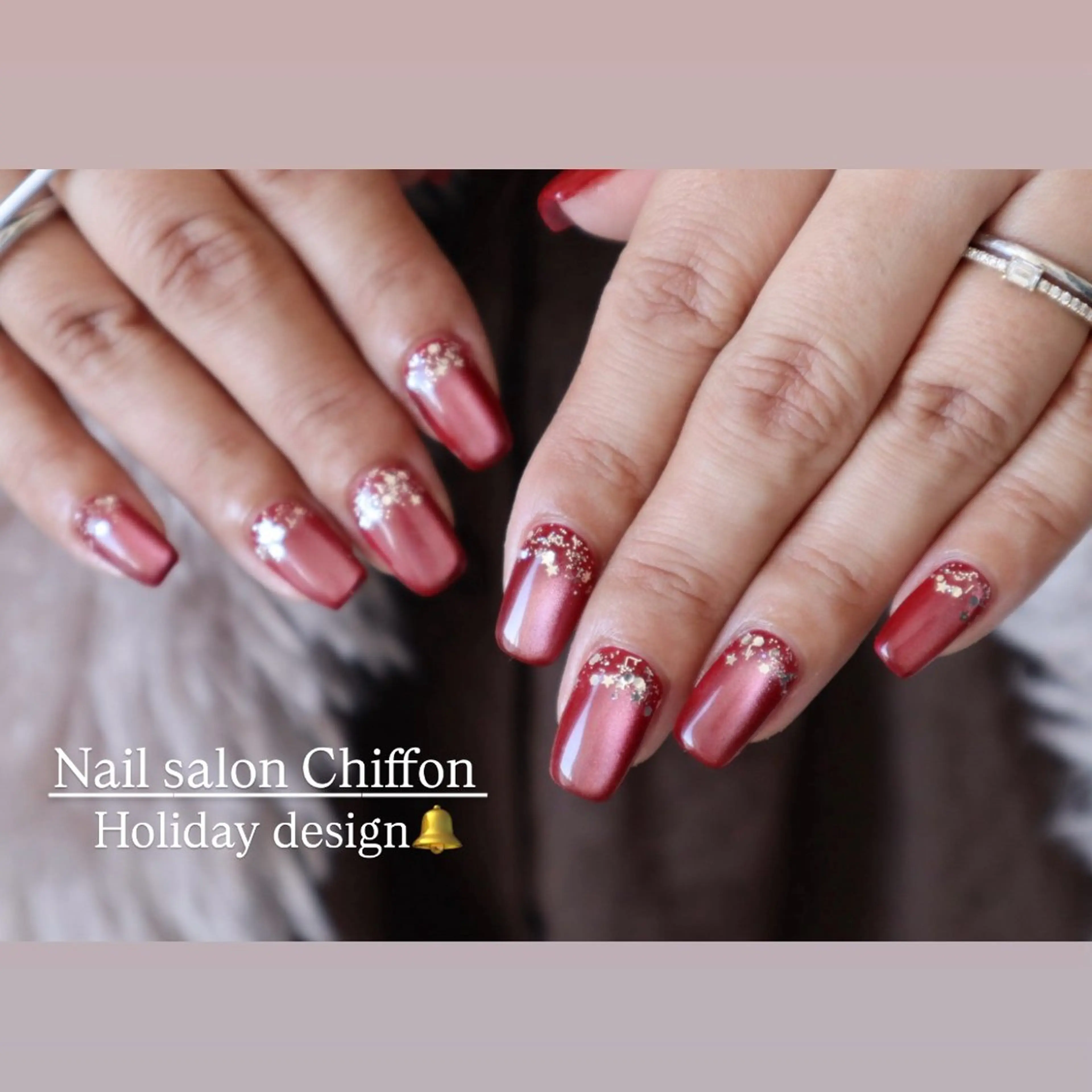 ネイル ボルドー ニュアンスネイル Nail salon Chiffonのネイルデザイン