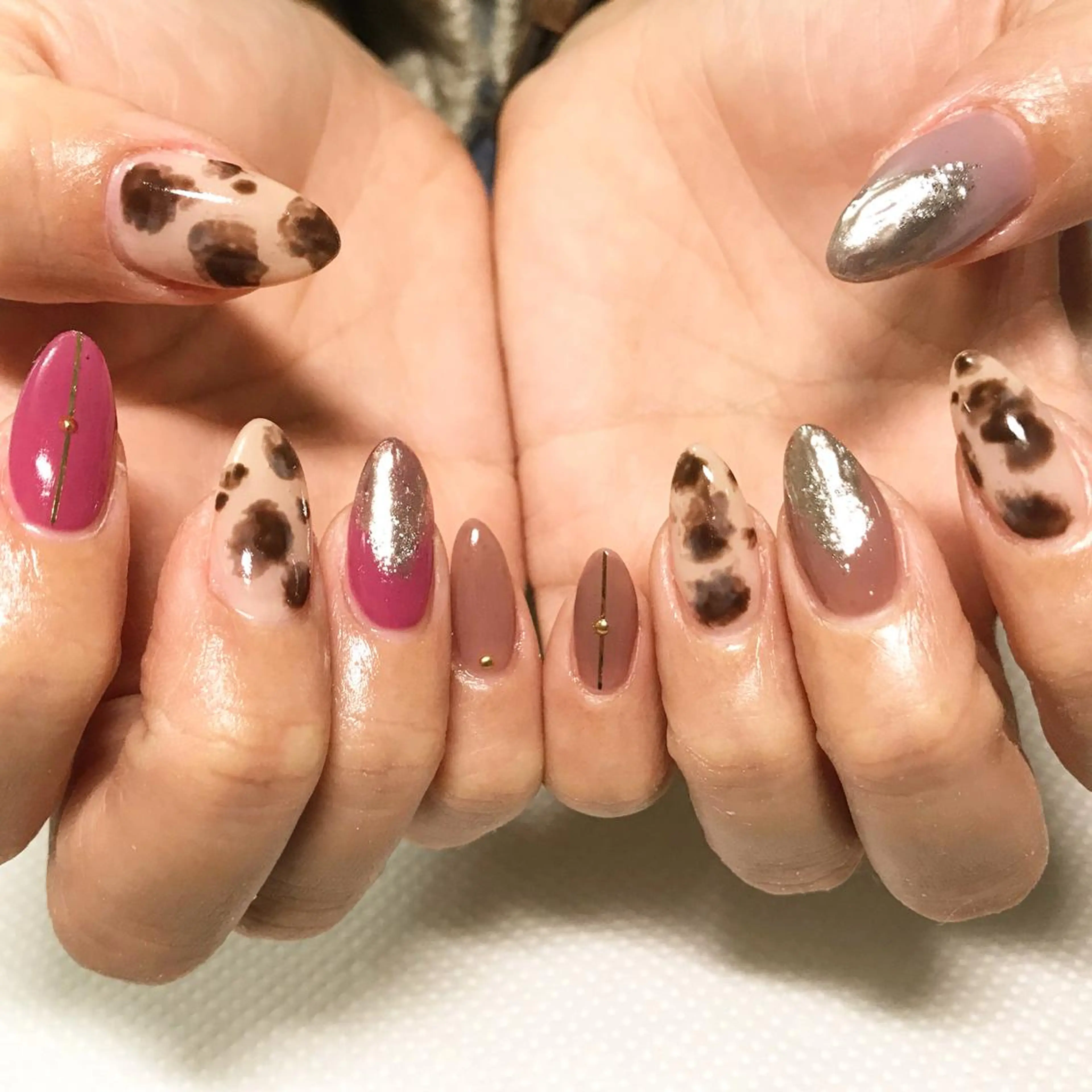 ネイル アニマル柄 フットネイル ミラーネイル シンプルネイル 春ネイル ネイル フフラ所属・nail fufla ♡yamane♡のネイルデザイン