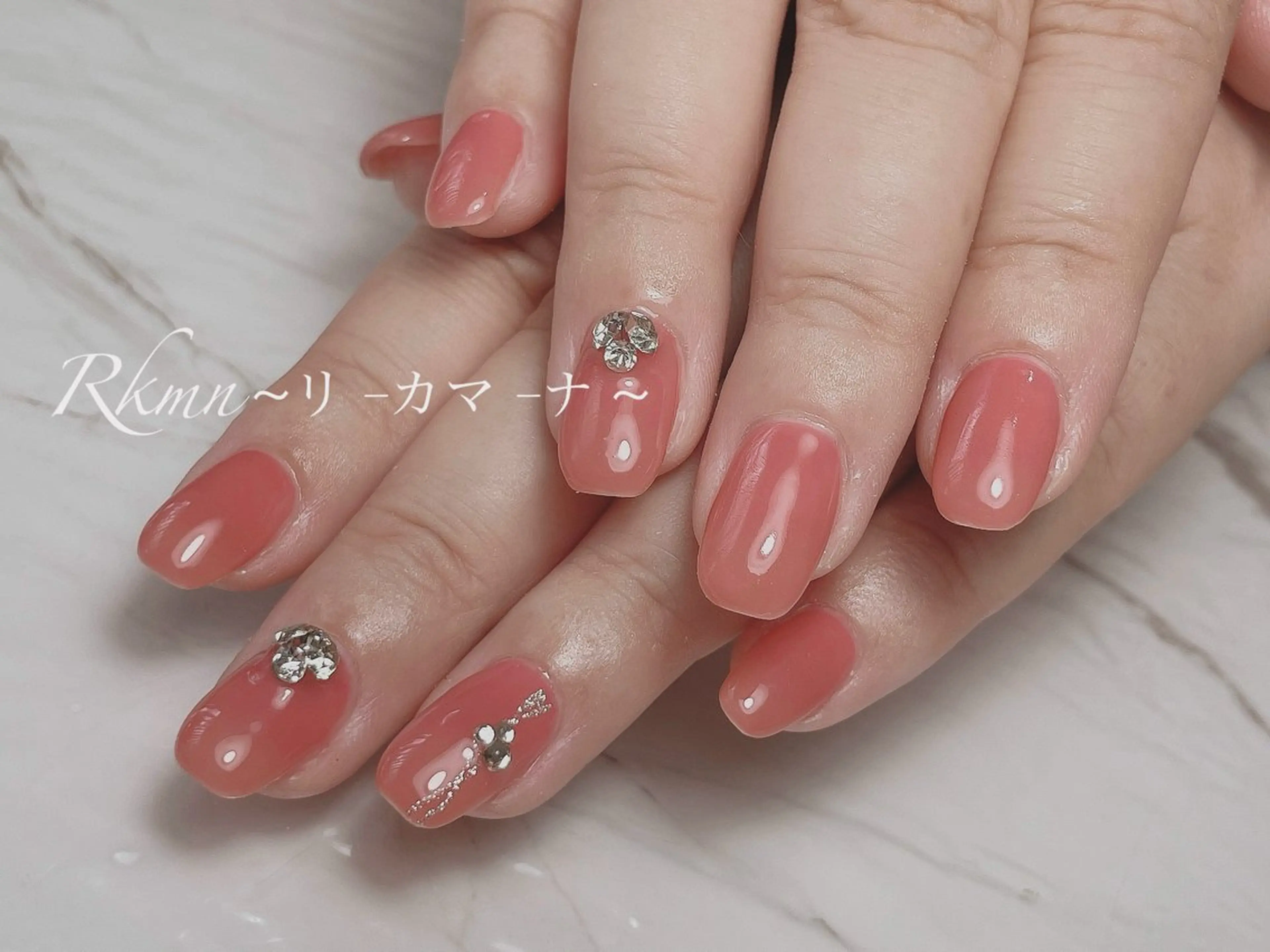 ネイル アートネイル ピンク 春ネイル ハンドネイル フットネイル ハンドケア Rkmn ~リ-カマ-ナ~のネイルデザイン