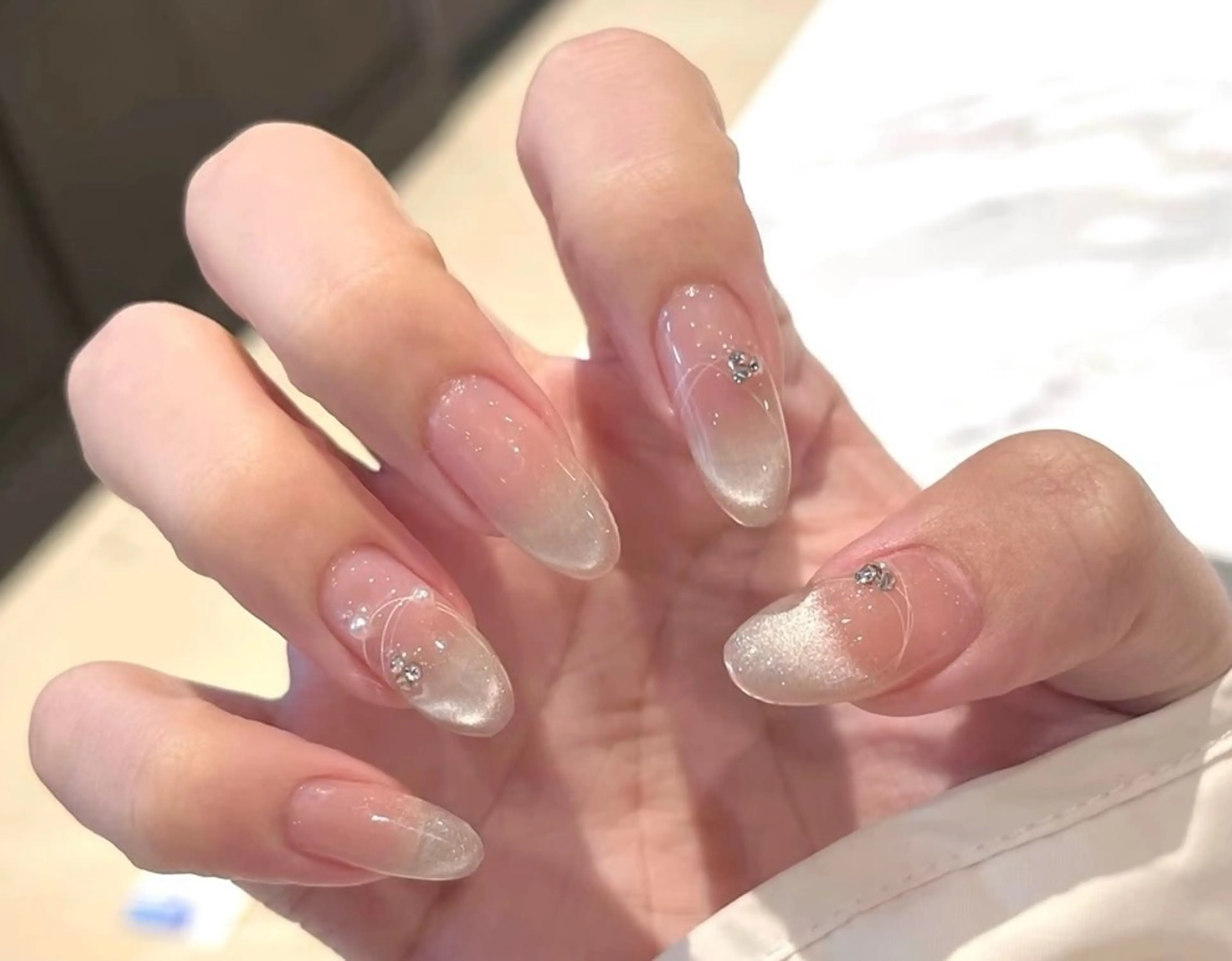 ネイル チークネイル 長さ出し フレンチネイル ガーリー 韓国ネイル sun nail池袋 モデル募集のネイルデザイン