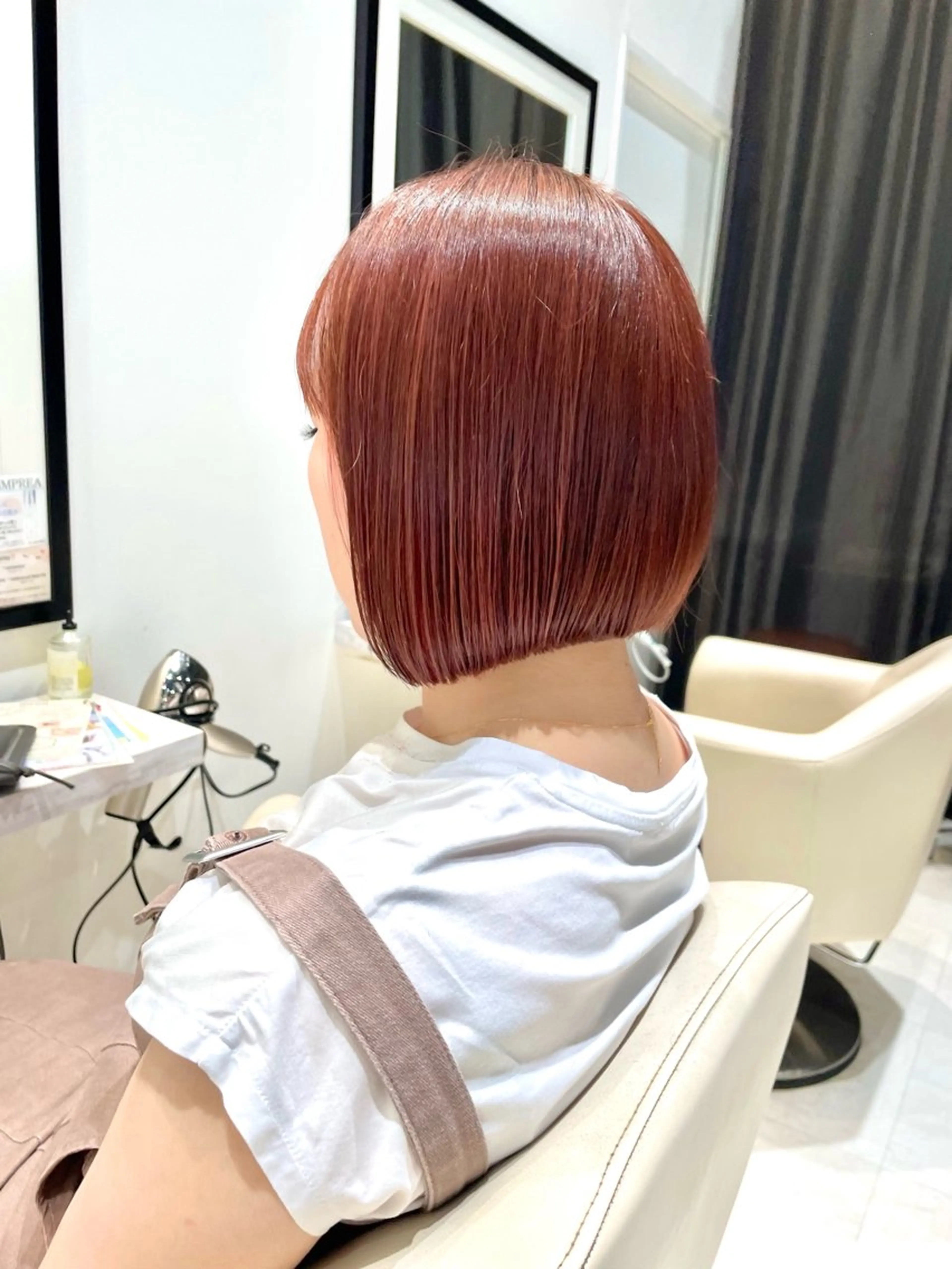 ミディアム カラー ブラウンカラー オレンジ オレンジブラウン ボブ BELLA/天王寺/ 似合わせ/木浦心のヘアスタイル
