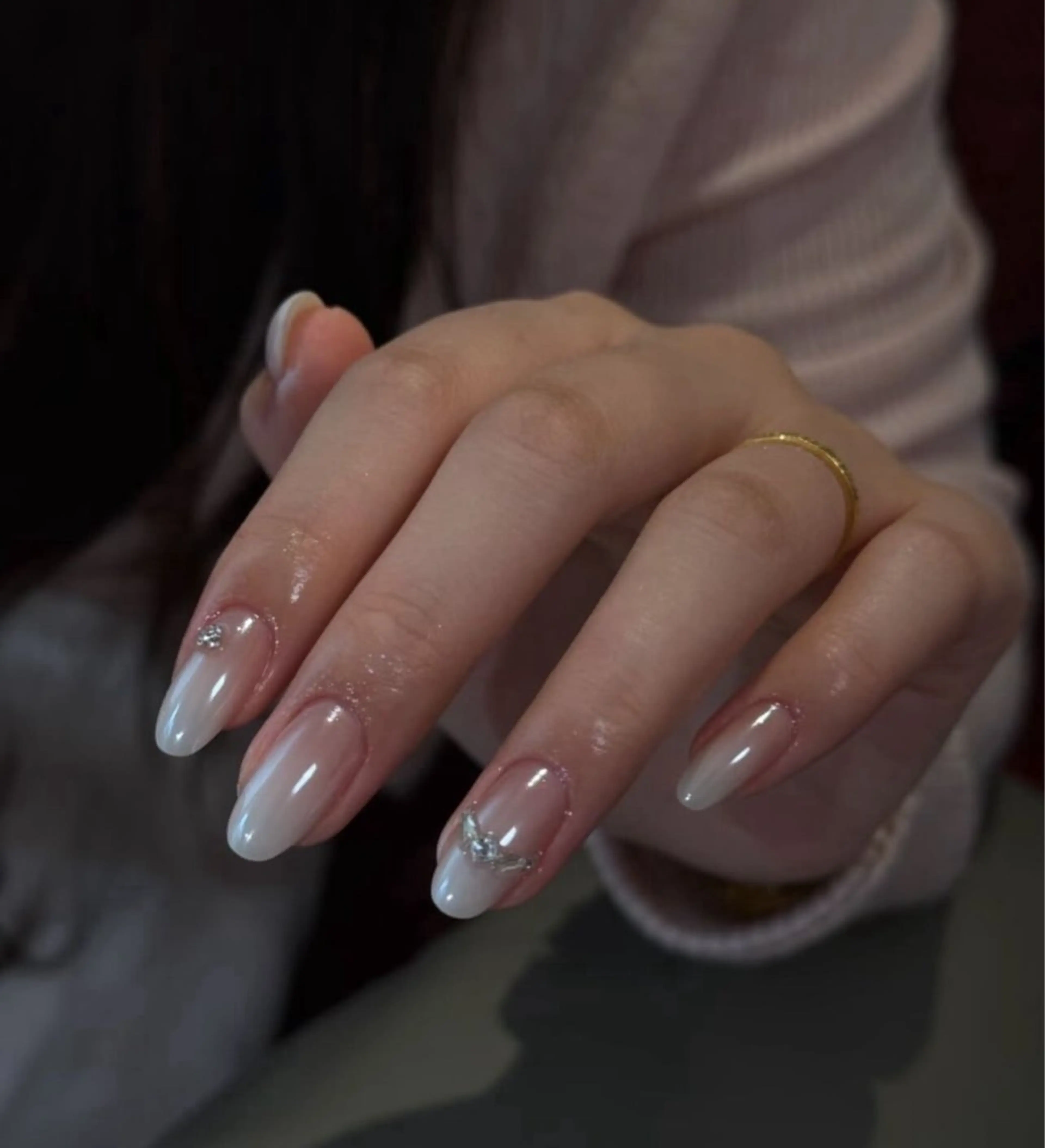 ネイル アートネイル オーロラネイル ブルー チークネイル フットネイル ハンドネイル NAILS168 新大久保店のネイルデザイン