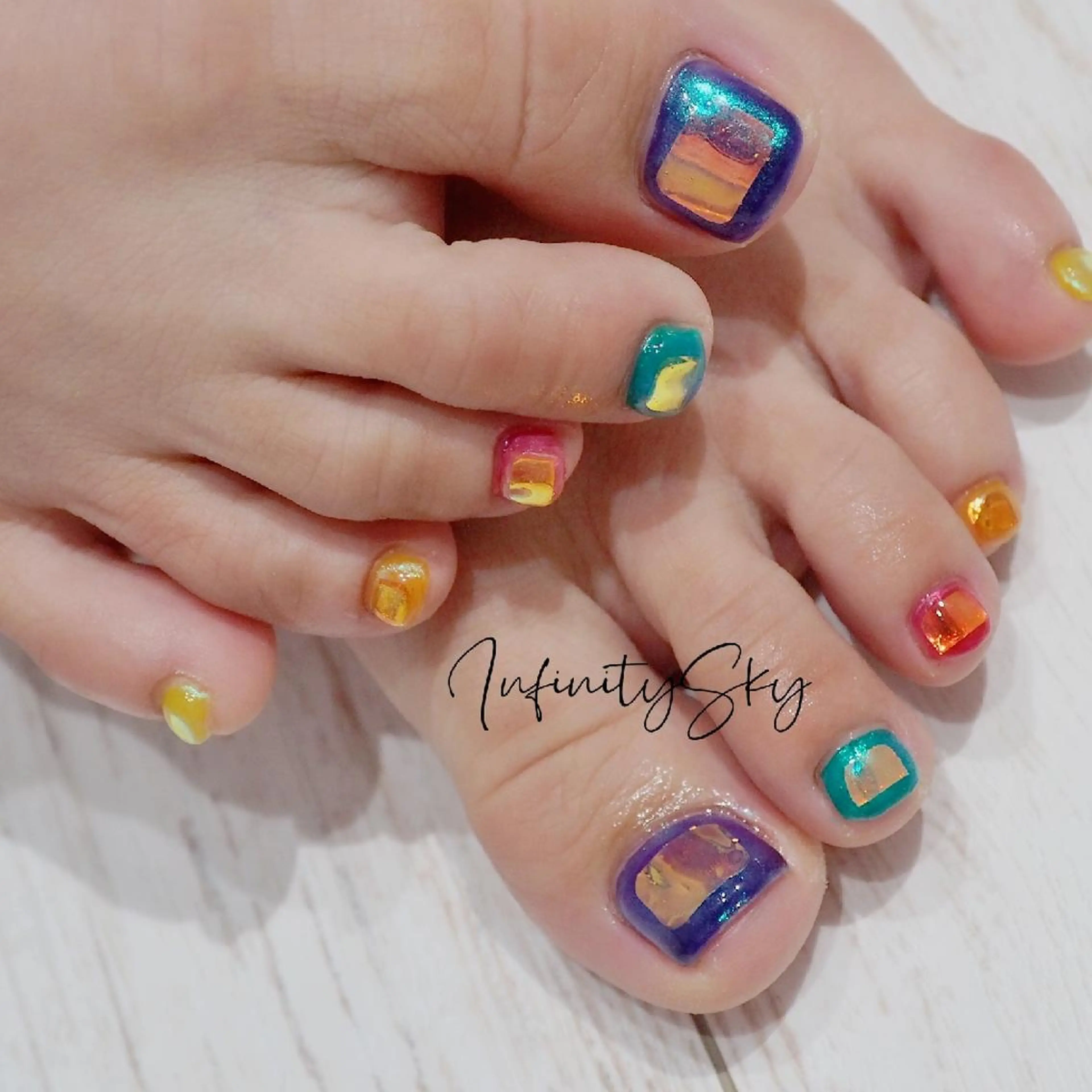 ネイル アートネイル ワンカラーネイル フットネイル infinity skyのネイルデザイン