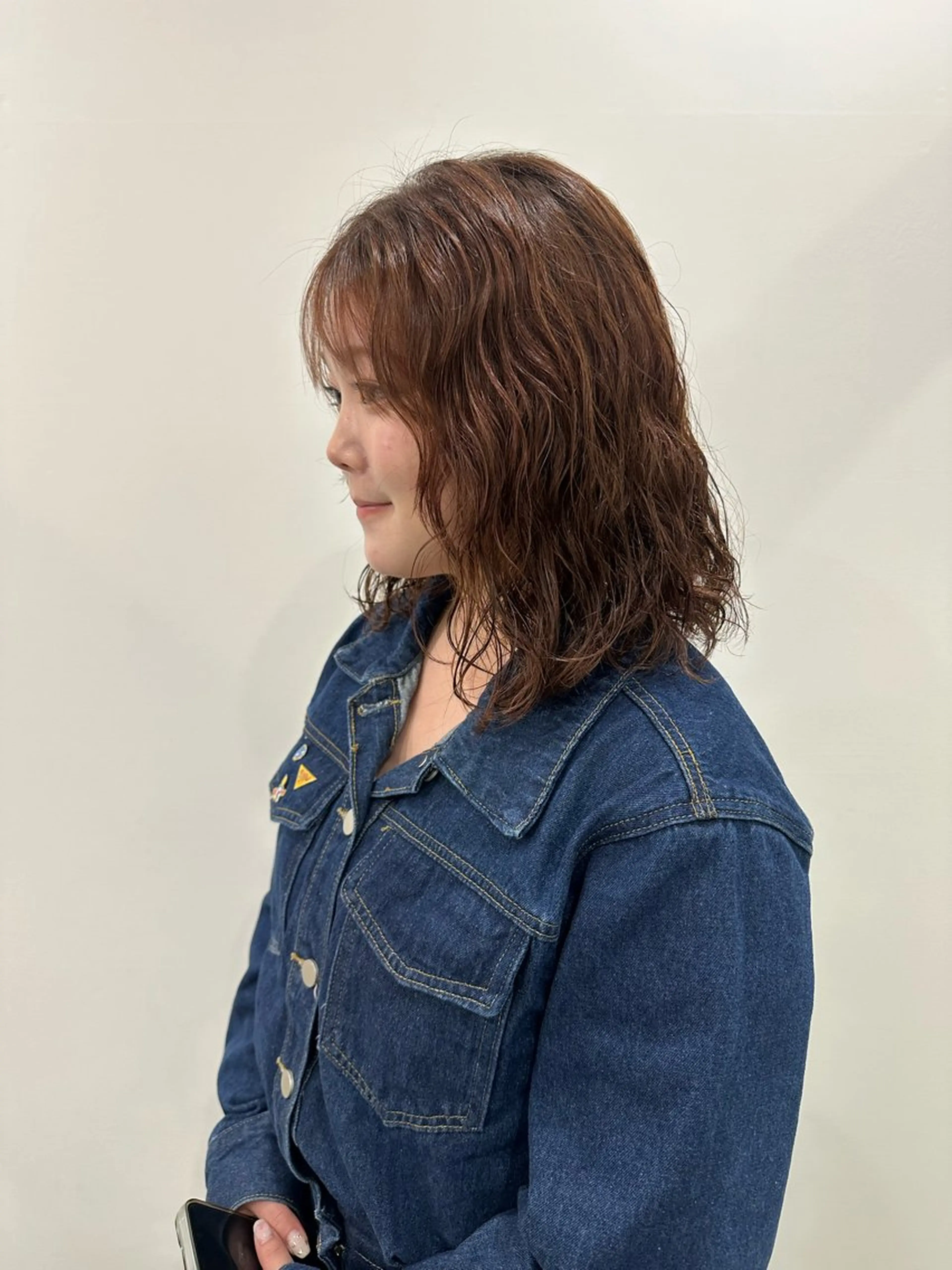 ミディアム カラー パーマ ブラウンカラー ピンクカラー ピンクブラウン レイヤー/ナチュラル 💐nao.のヘアスタイル