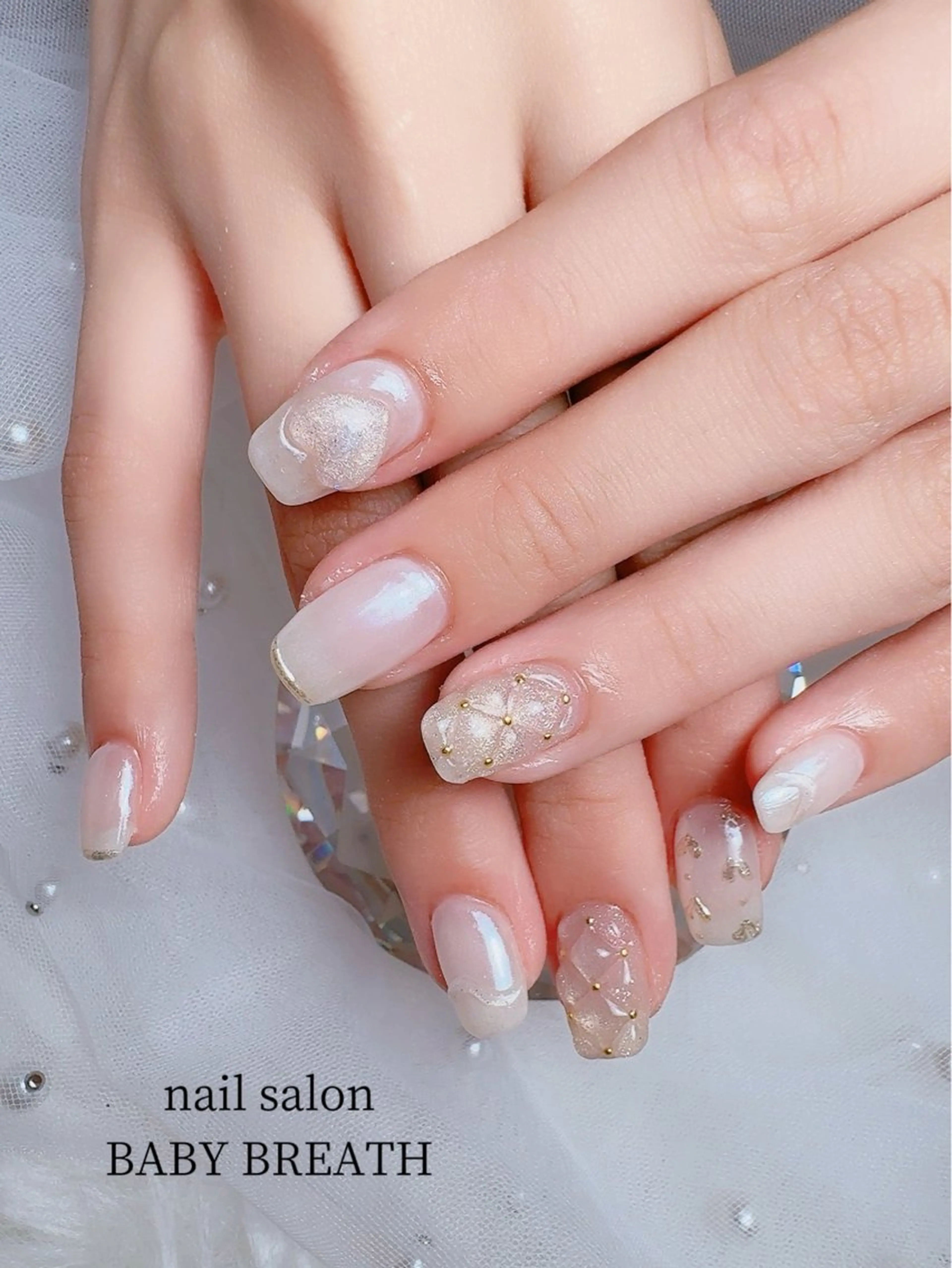 ネイル アートネイル フラッシュネイル フットネイル グラデーション ラメ(グリッター) ハンドネイル BABY  BREATH所属・y natsumiのネイルデザイン