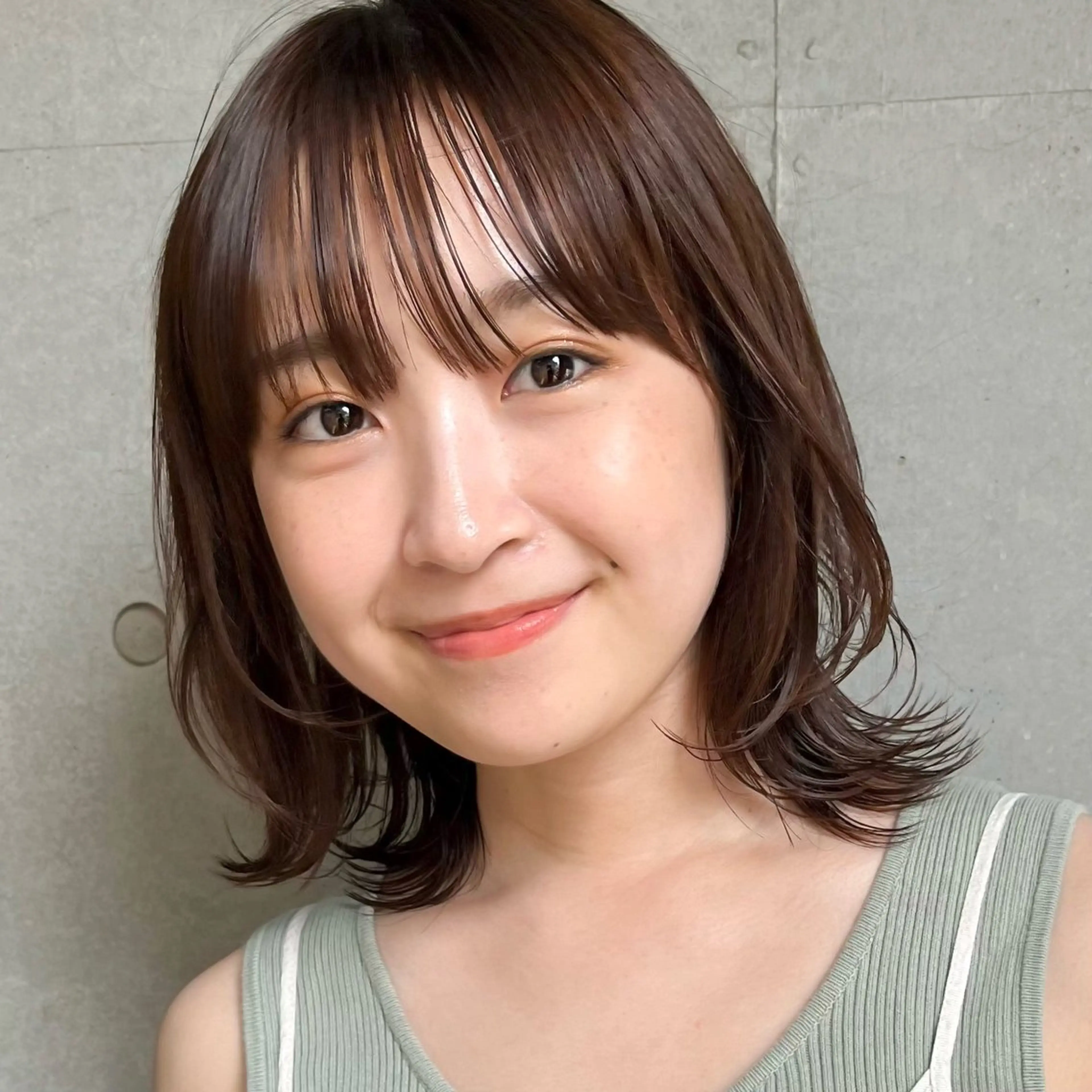 ミディアム カラー 暖色/艶髪/ボブ/ ショート/Ayaのヘアスタイル