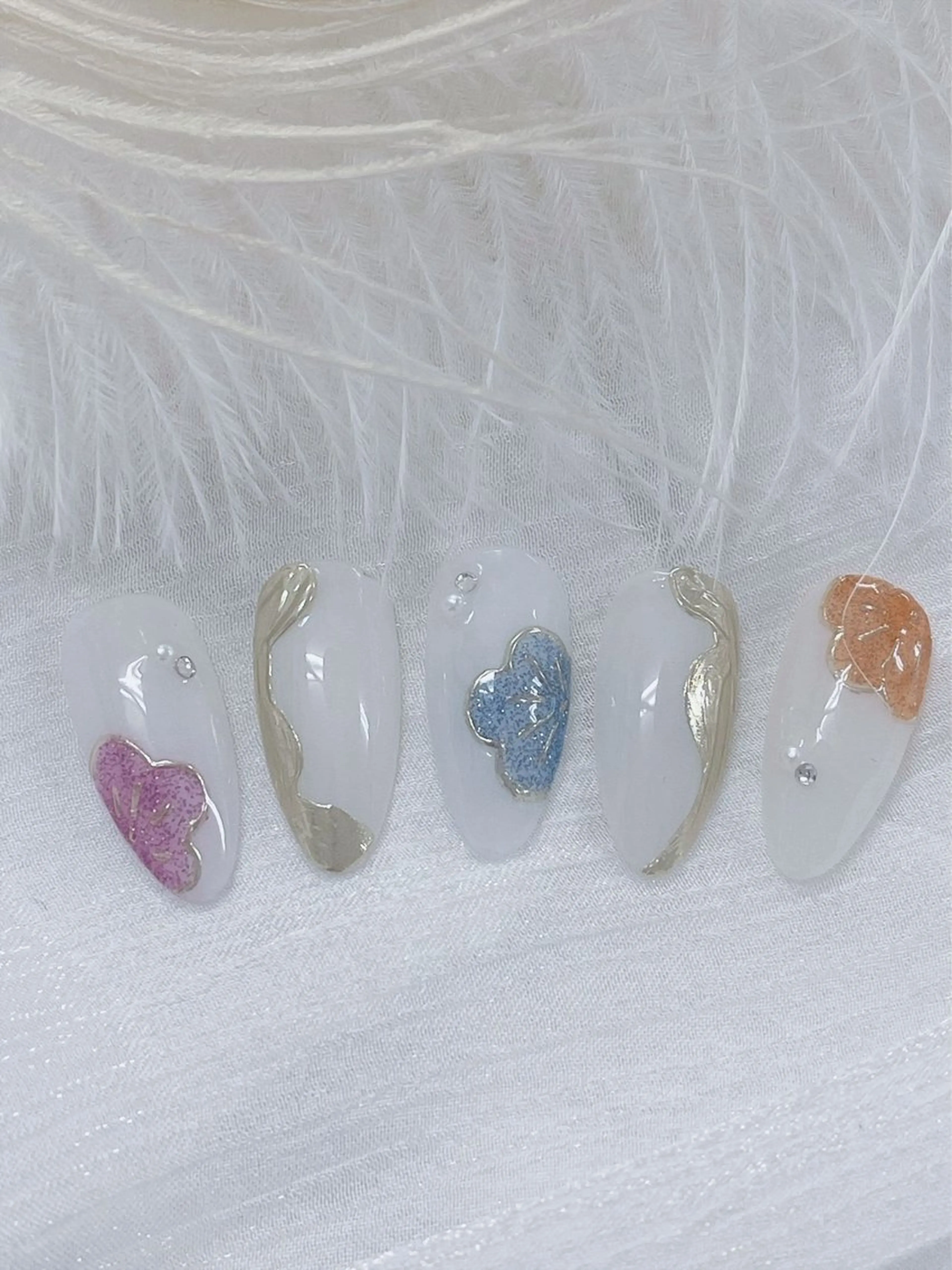 ネイル チークネイル 成人式 フレンチネイル グラデーション 氷ネイル・うるうるネイル ハンドネイル 陳 rinaのネイルデザイン