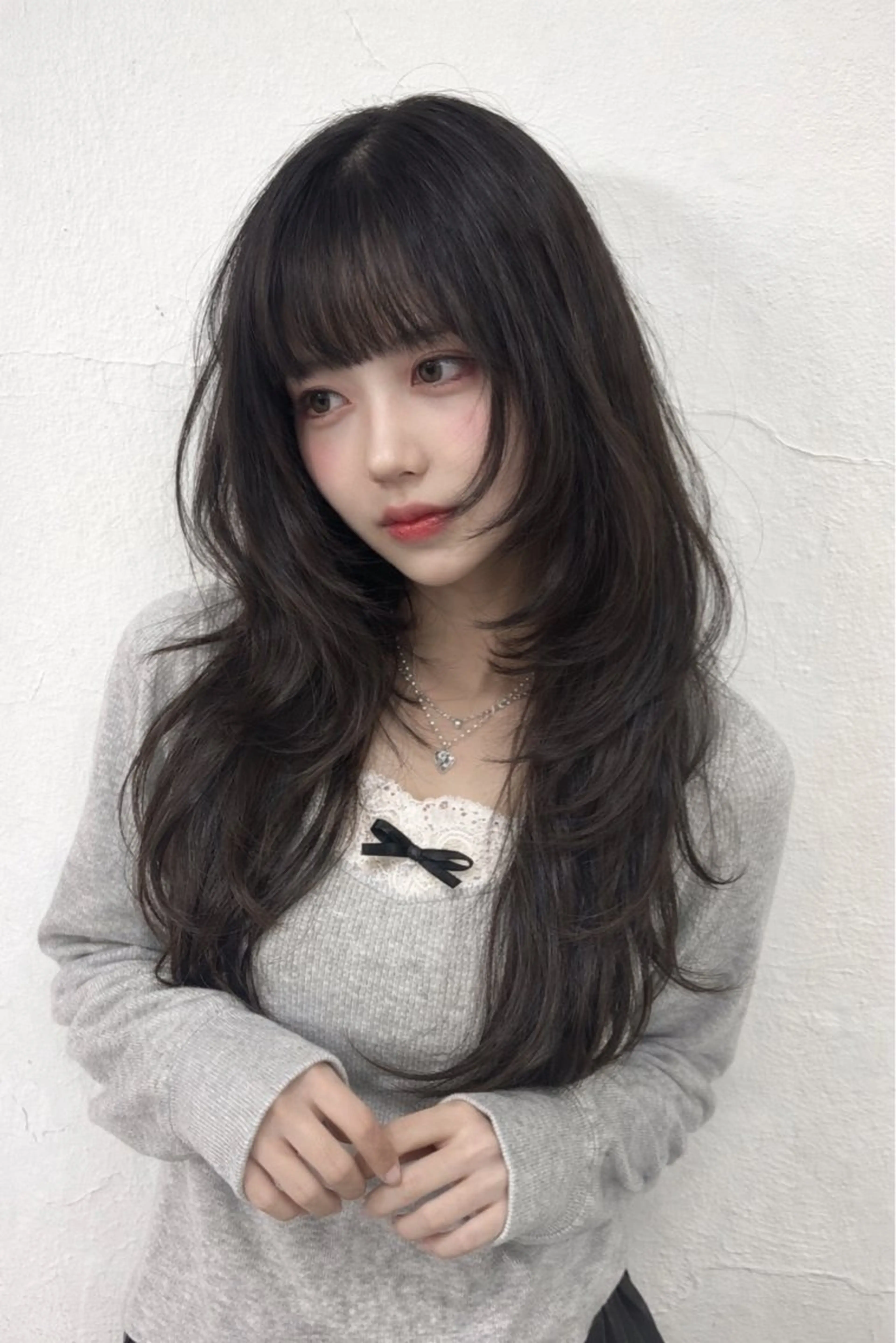 ロング カラー ヘアアレンジ カット ヘアカラー トリートメント ヘッドスパ ヘアセット 韓国レイヤーカット /韓国トレンドカラーのヘアスタイル