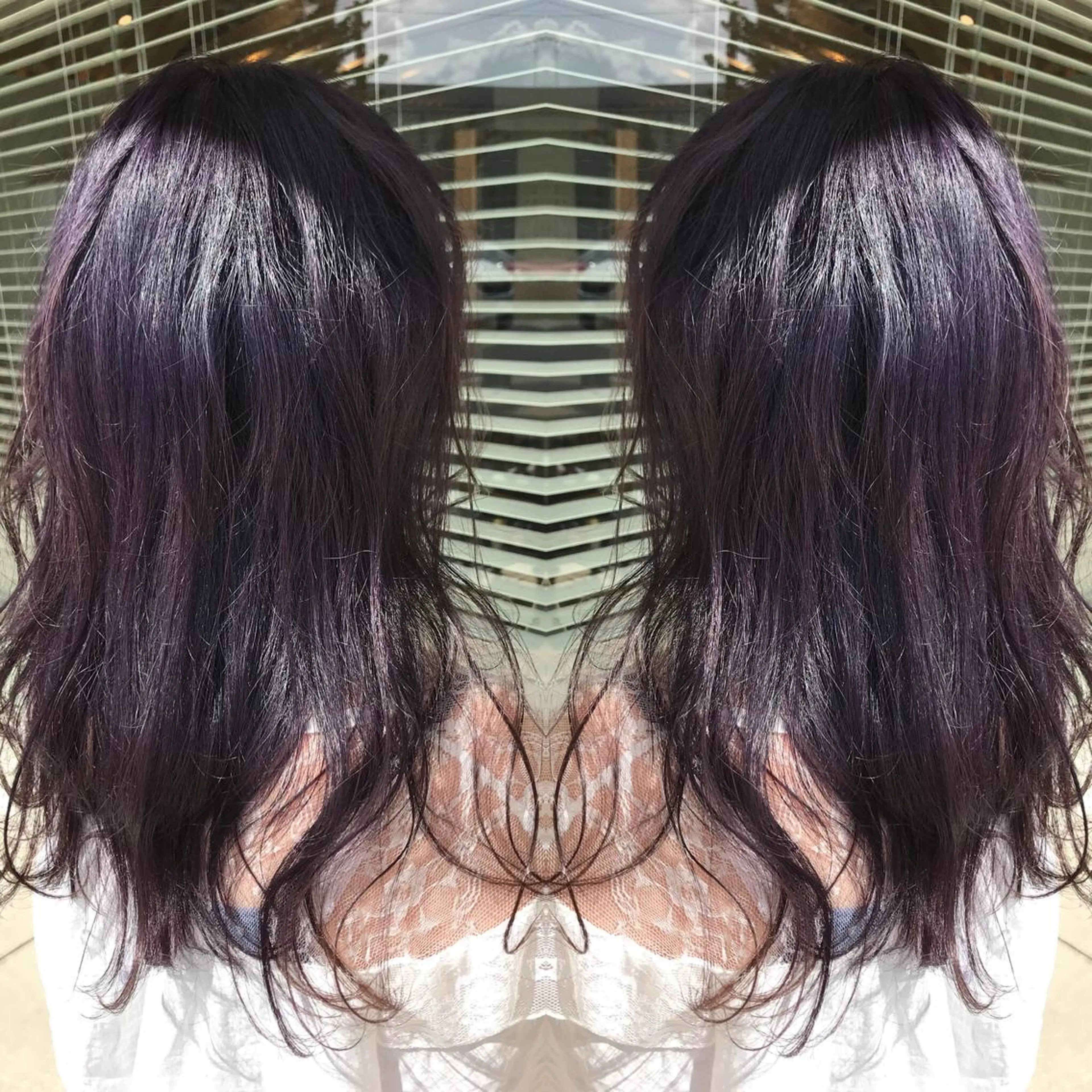 セミロング カラー ブリーチ ディープラベンダー ラベンダーカラー ヘアカラー 大久保 隆蔵のヘアスタイル