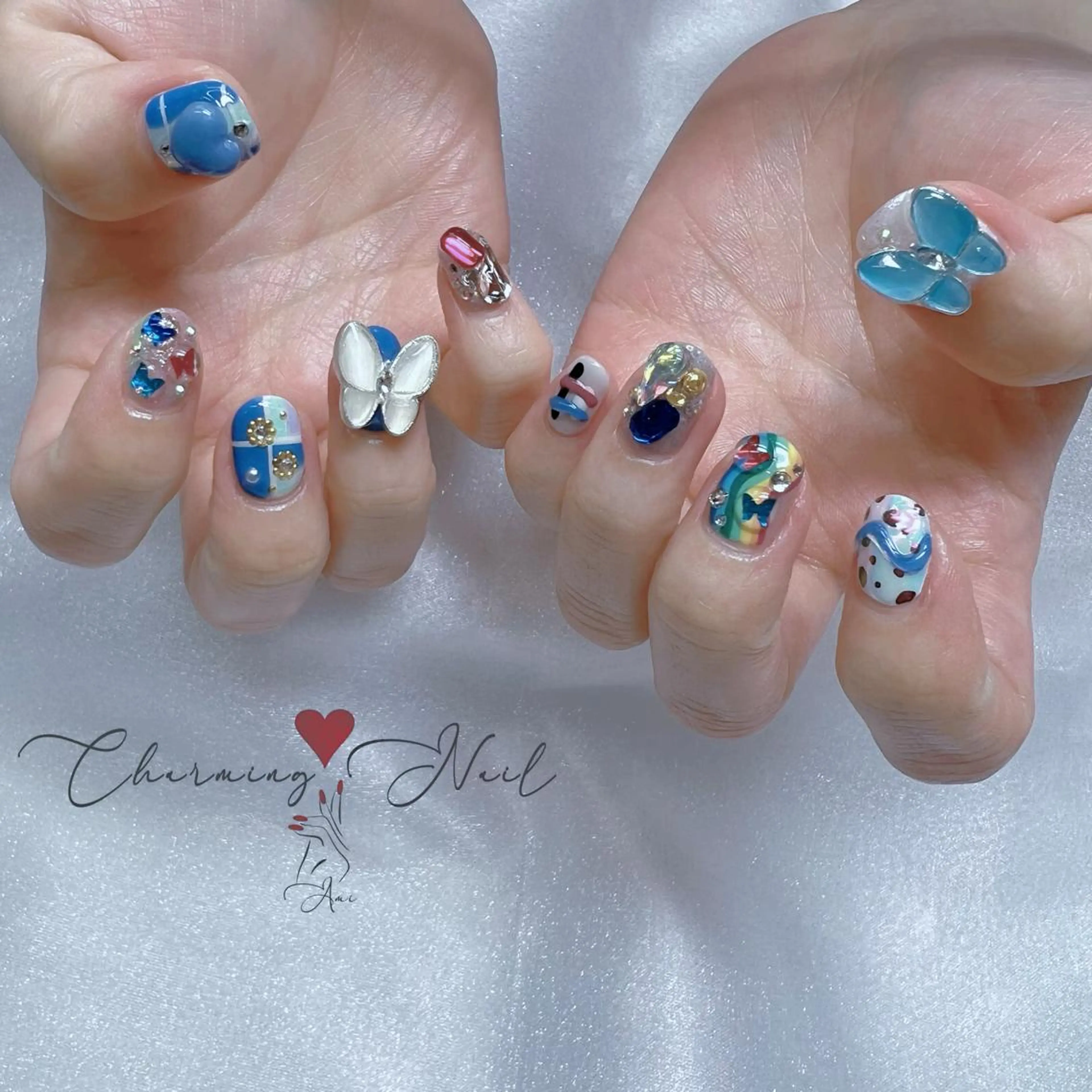 ネイル アートネイル ブルー 持ち込み ぷっくりネイル Charming❤️Nail所属・Nailist Amiのその他イメージ