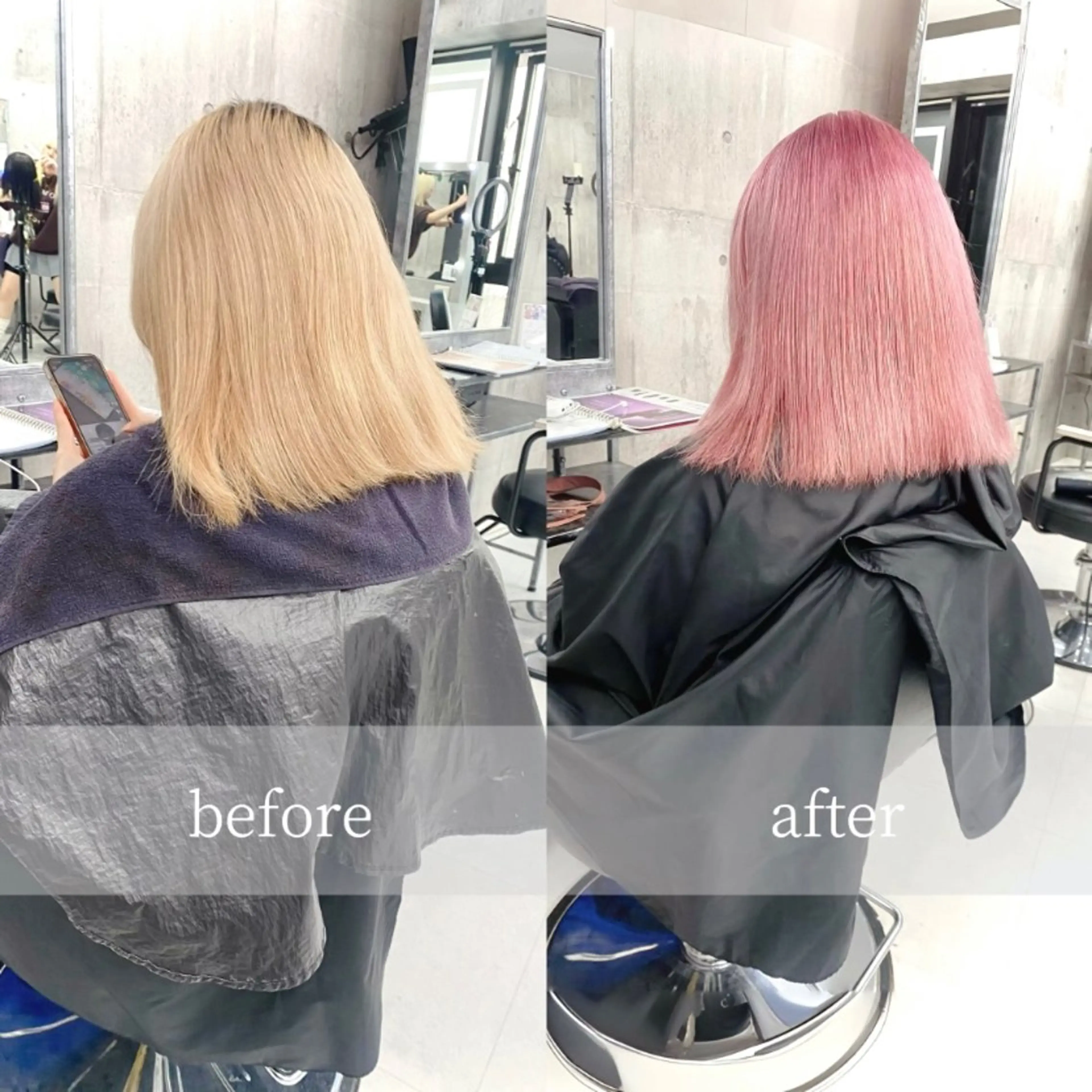 セミロング 🩶 ピンクカラー/ ブロンド🩶くるみのヘアスタイル