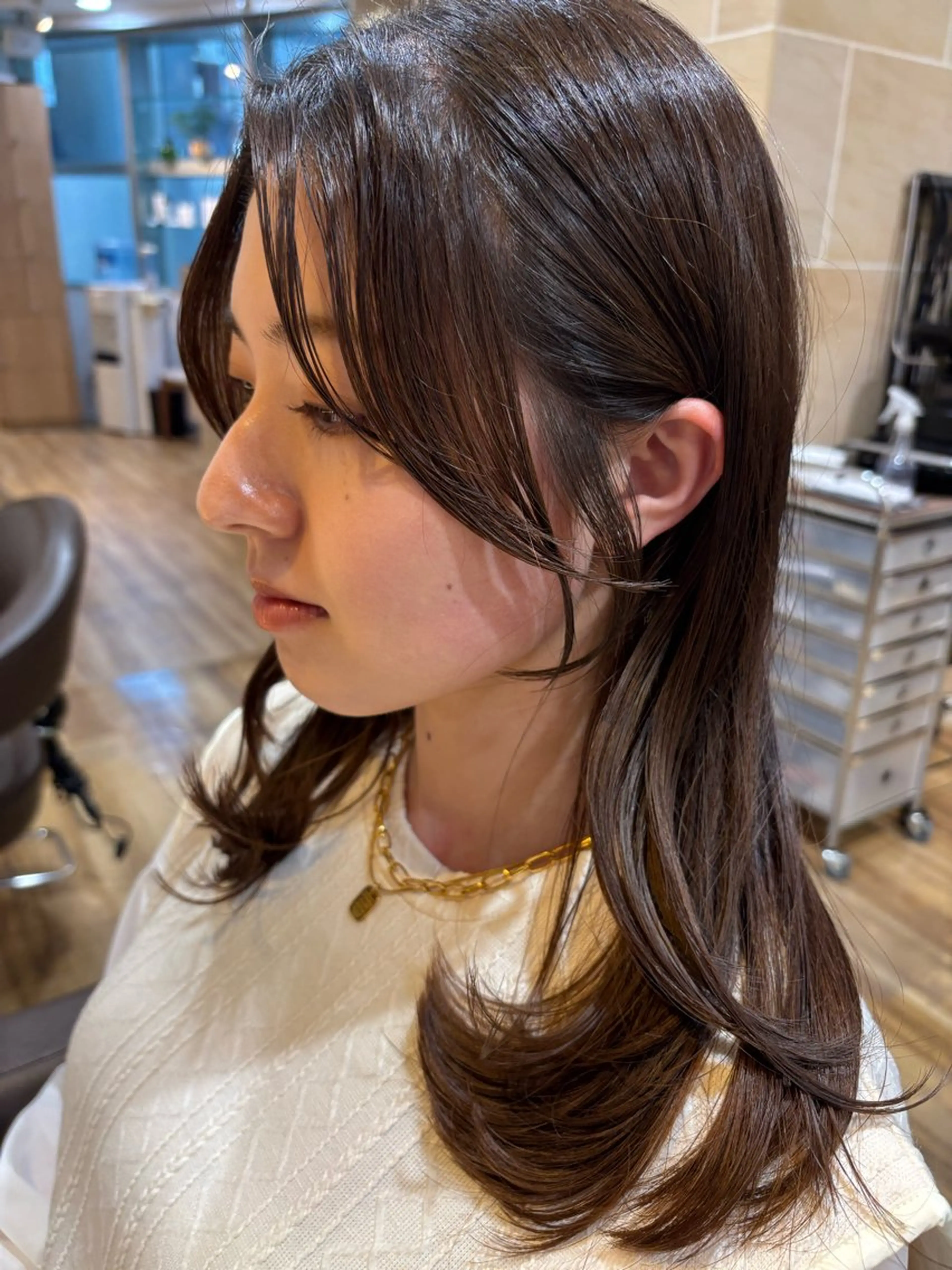 ミディアム パーマ カット パーマ しみず さくら🌸のヘアスタイル