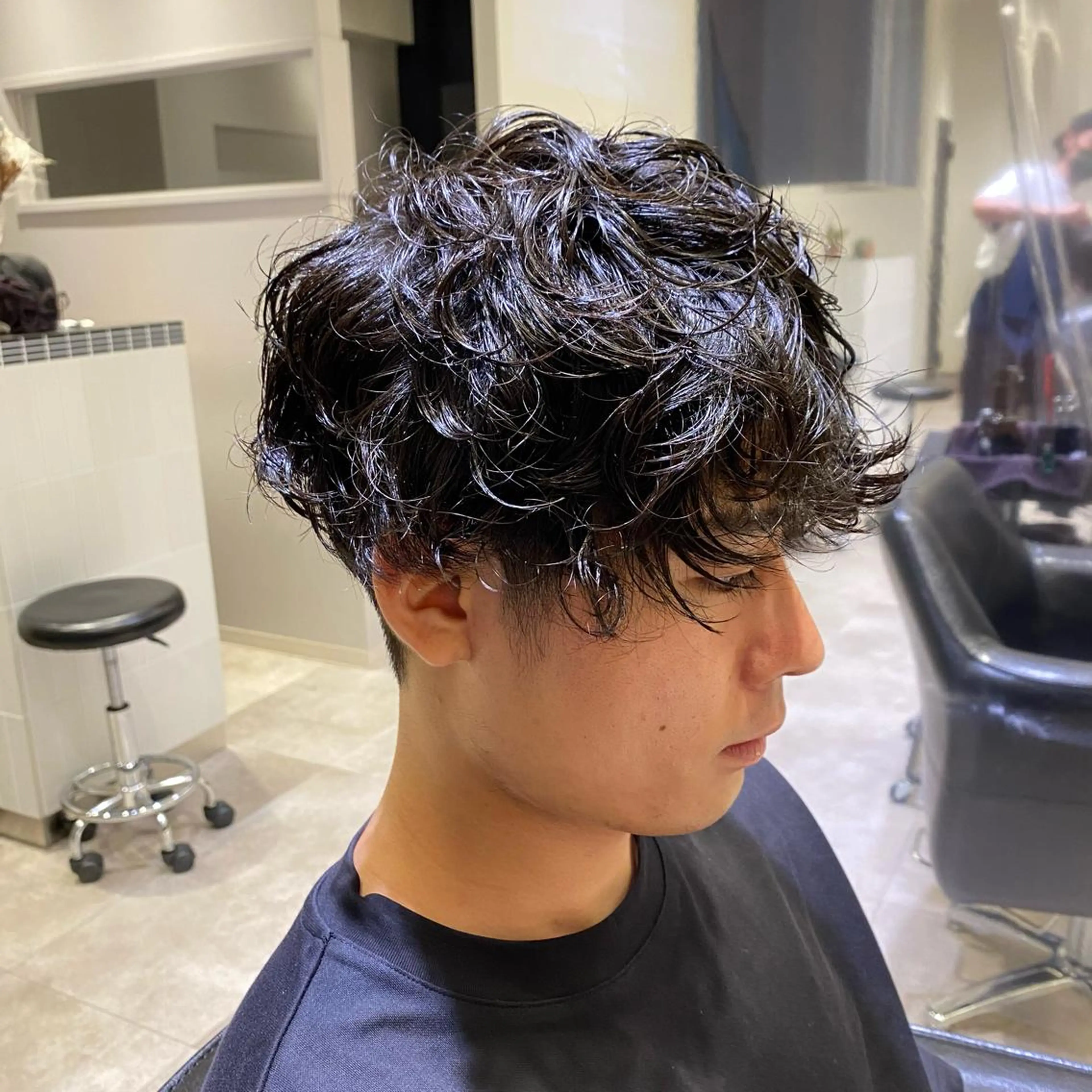 パーマ メンズ マッシュ 刈り上げ 上石神井メンズパーマ 飯田徹のヘアスタイル