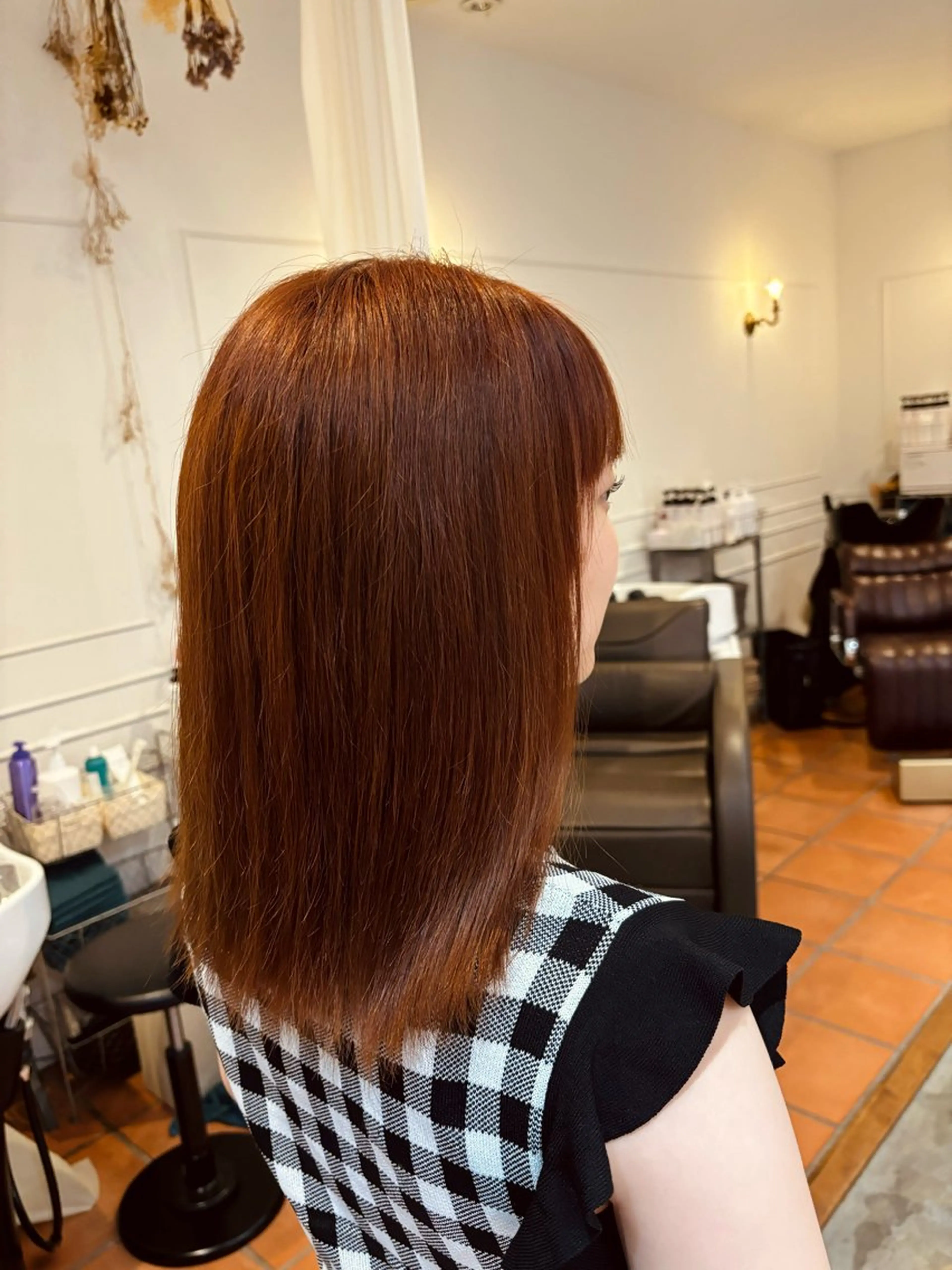 セミロング カラー オレンジ トリコヘアサロン 新井千智のその他イメージ