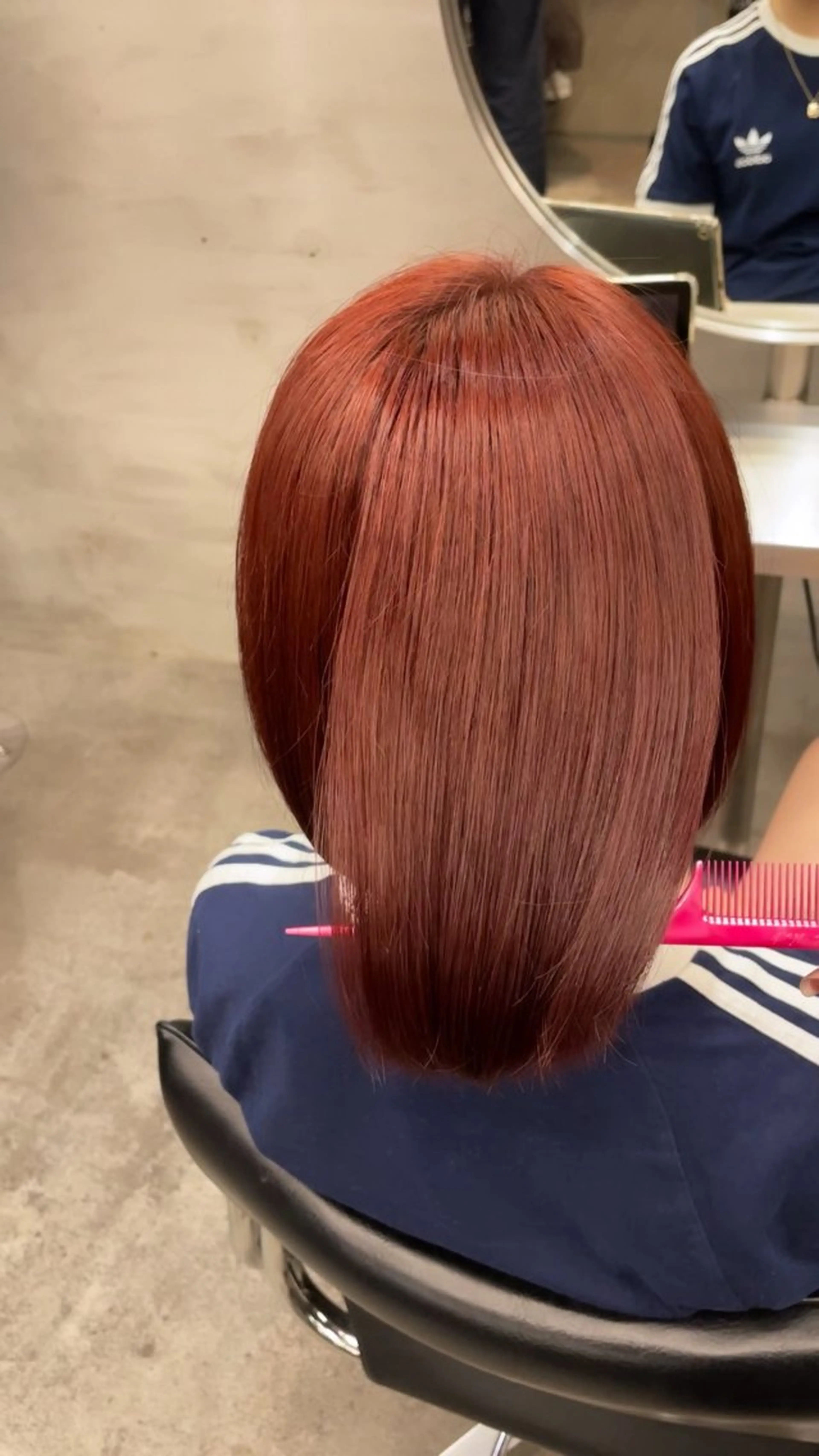 ミディアム カラー ブリーチ ブリーチなしカラー レッドカラー ブリーチ/縮毛矯正/ 韓国/💗ホノカ💗のヘアスタイル