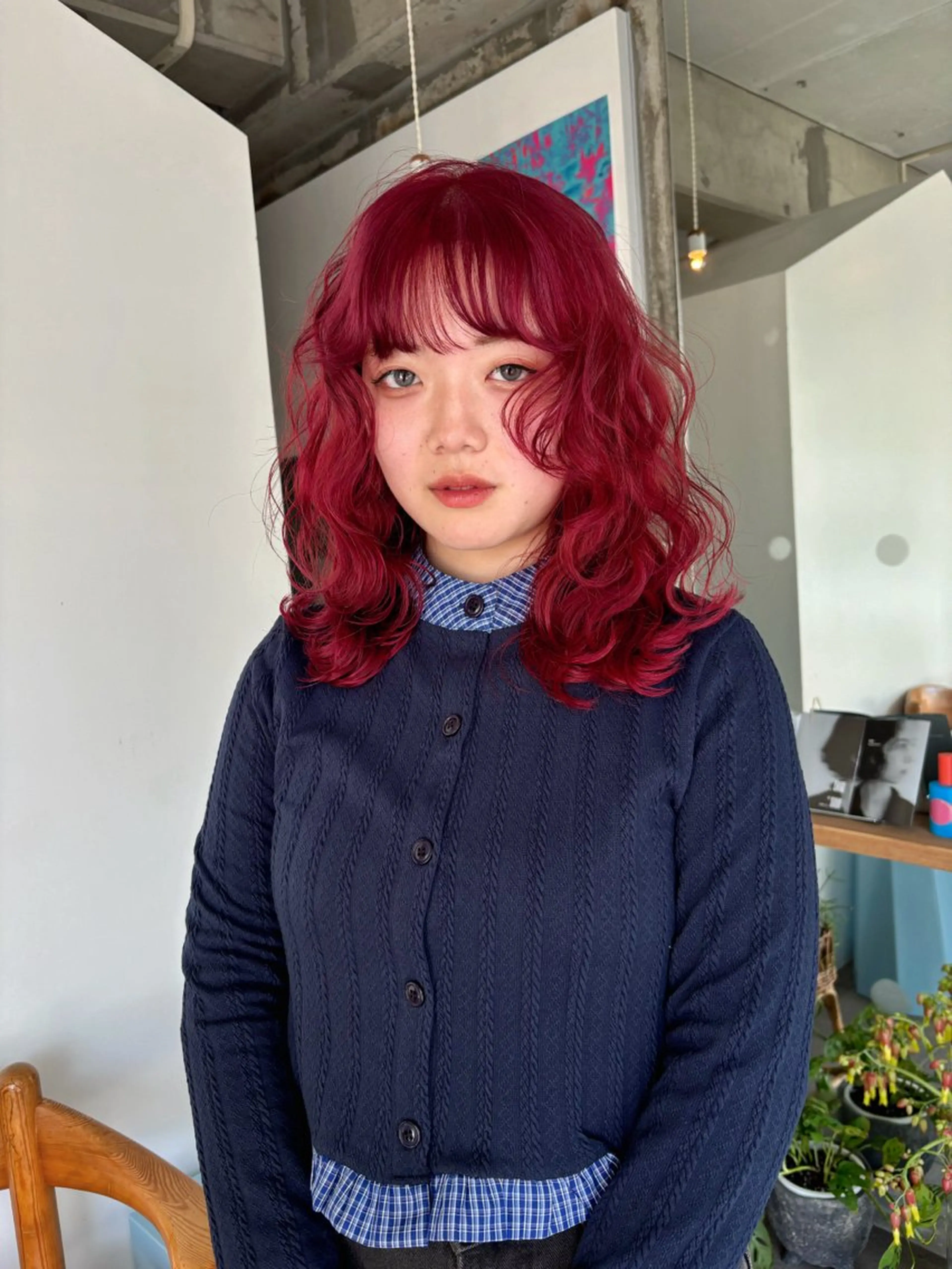 セミロング カラー ブリーチ 透明感カラー ダブルカラー レッドカラー くびれヘア mirai/レイヤー ボブ/ショートのヘアスタイル