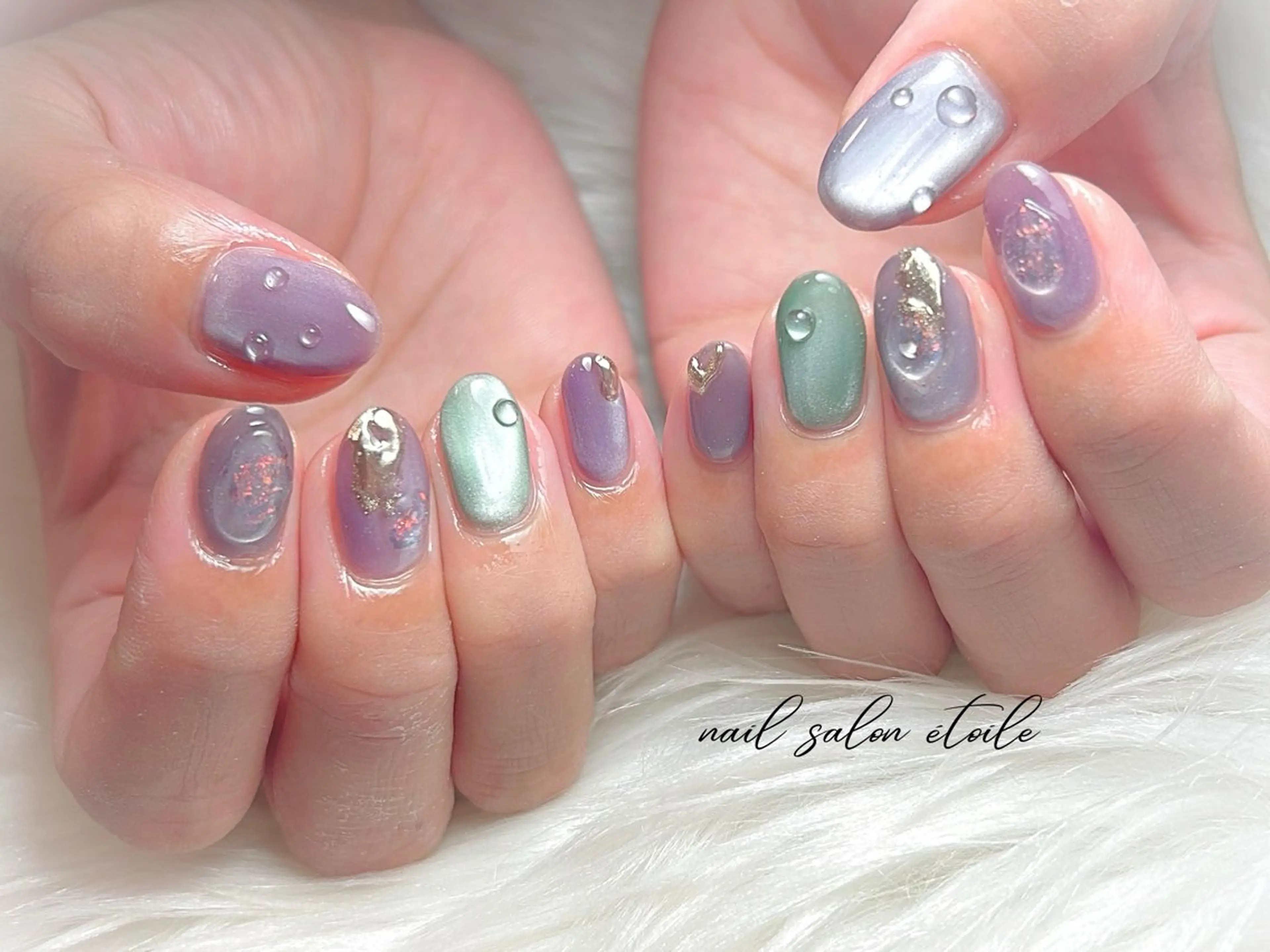 ネイル アートネイル 水色 マグネットネイル ハンドネイル nail salon étoileのネイルデザイン