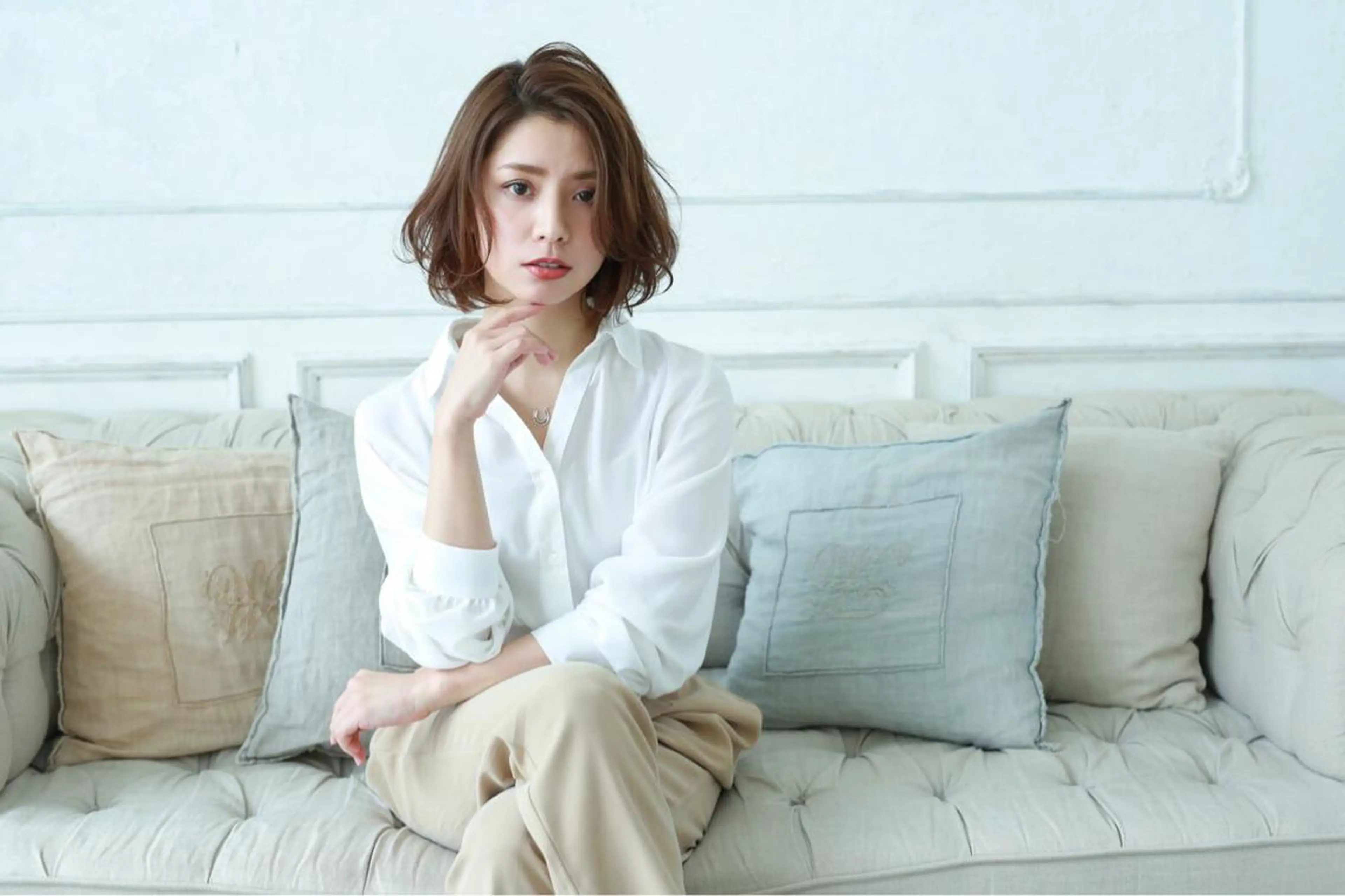 カラー パーマ ヘアアレンジ ハイライトカラー オリーブカラー 髪質改善 mihoko/ ニュアンスパーマのヘアスタイル