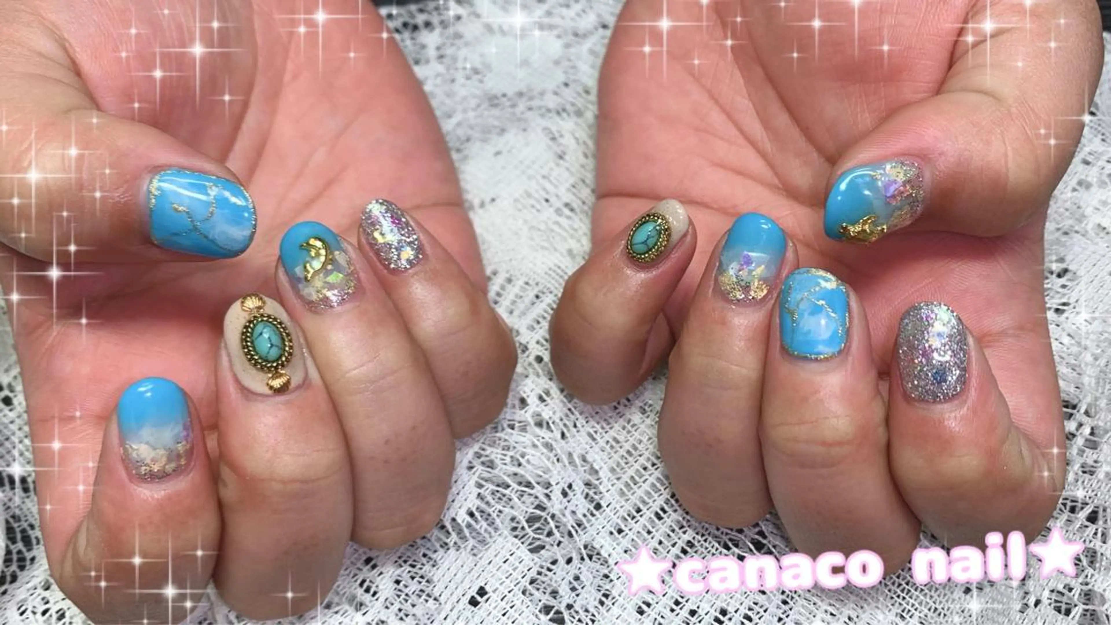 ネイル アートネイル ジェルネイル パラジェル ストーンネイル ハンドネイル ハンドケア Felice所属・ベテランネイル cnc  nailのネイルデザイン