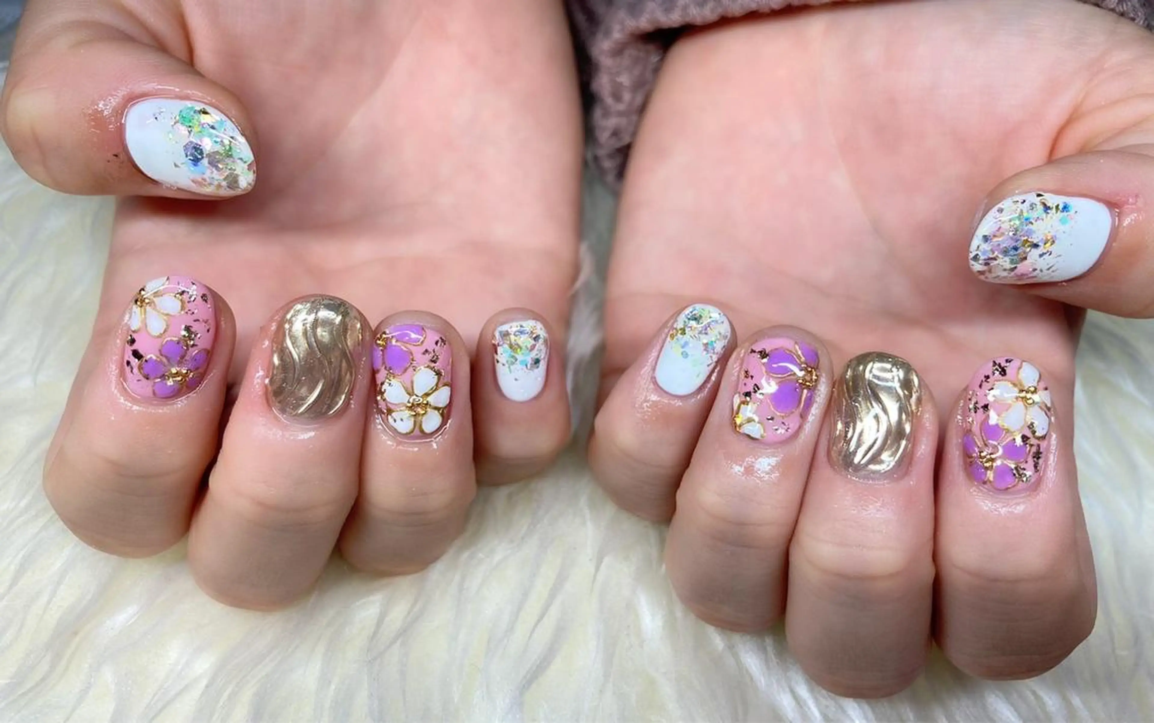 ネイル 成人式 ジェルネイル パラジェル ブライダルネイル Nail&eye Belire 新宿のネイルデザイン