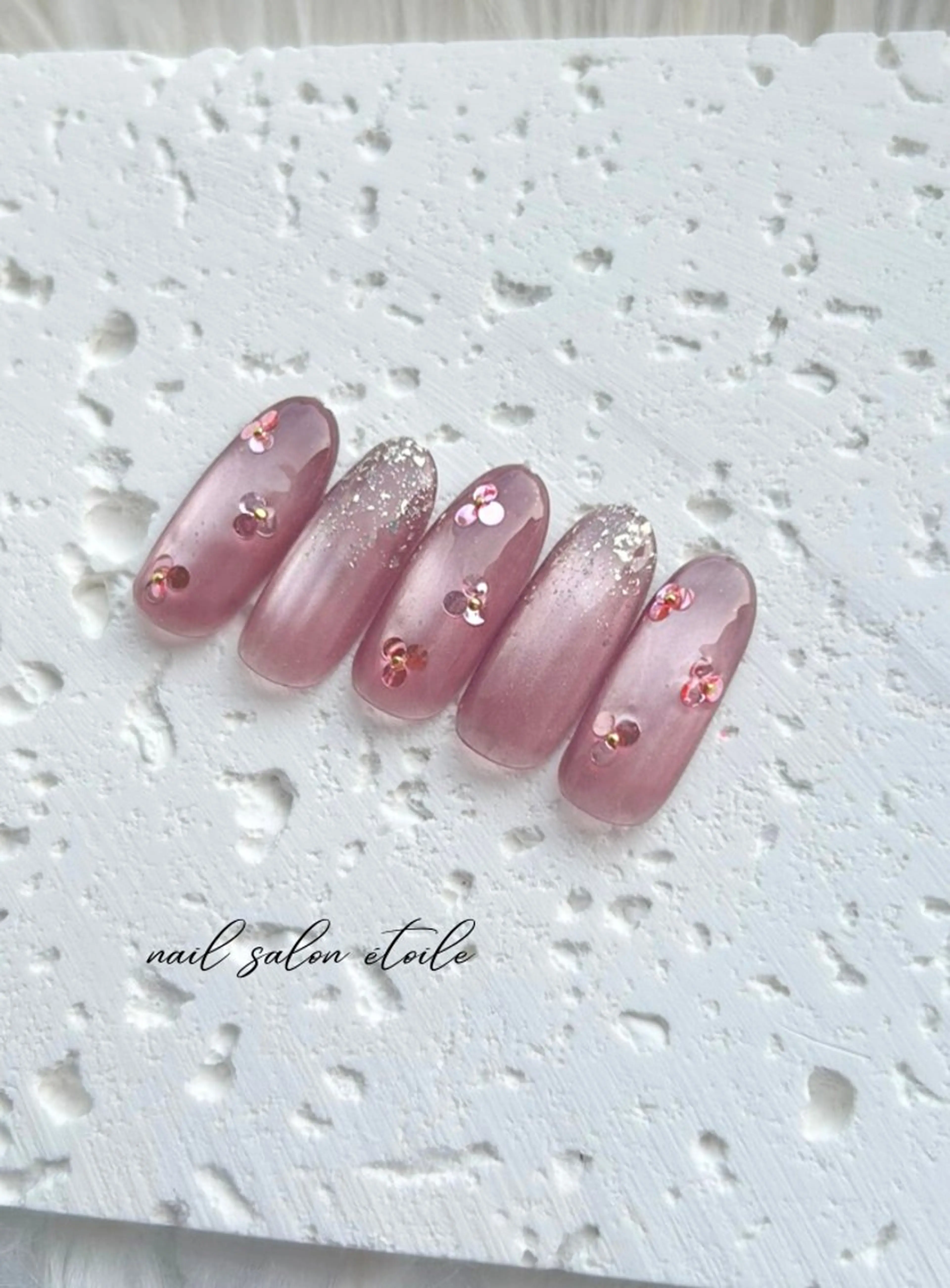 ネイル フラワーネイル マグネットネイル ピンク ハンドネイル nail salon étoileのネイルデザイン