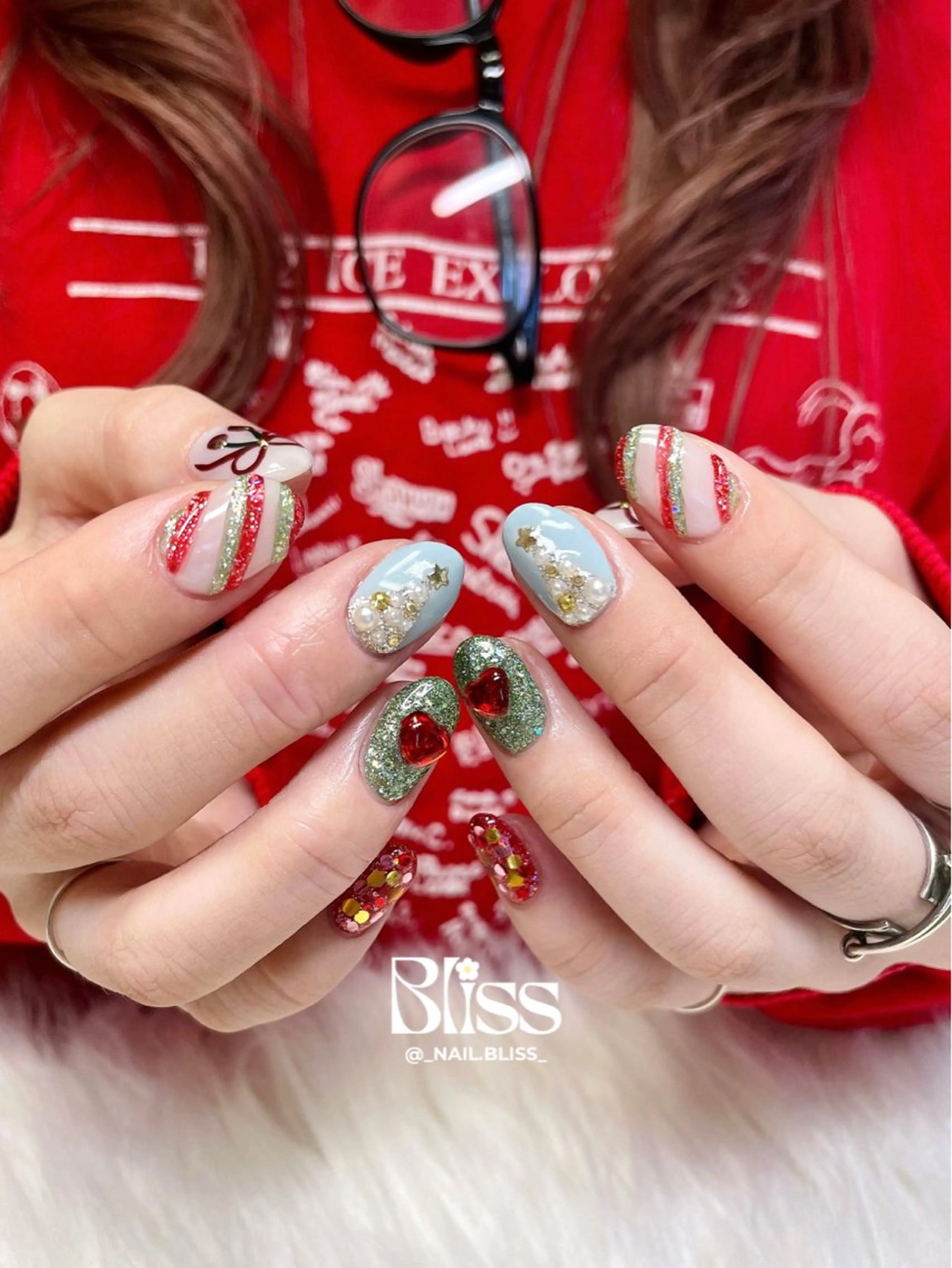 ネイル アートネイル 冬ネイル クリスマス ハンドネイル NAIL BLISSのネイルデザイン