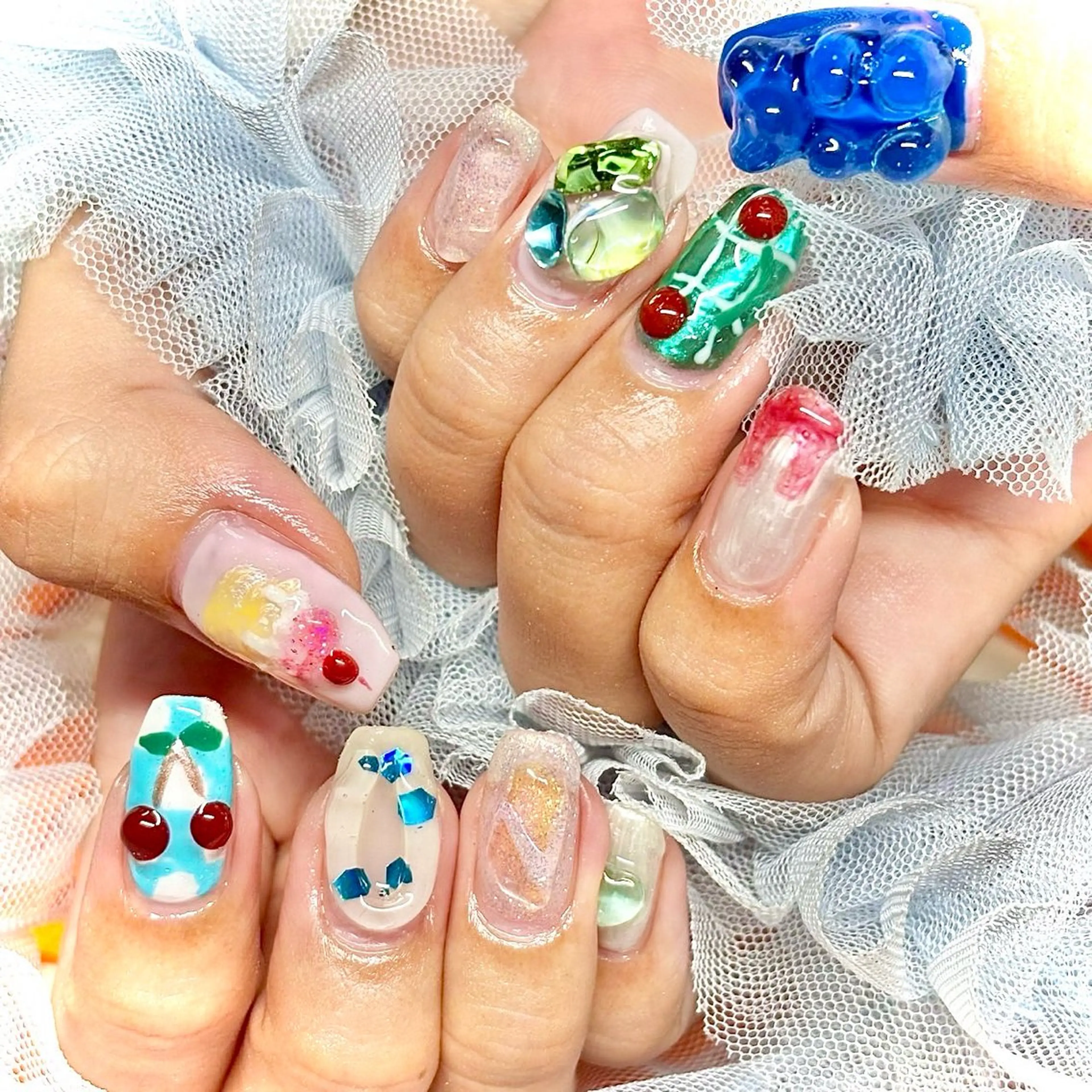 ネイル 韓国ネイル 夏ネイル ワンホンネイル miminon 自宅ネイルサロンのネイルデザイン