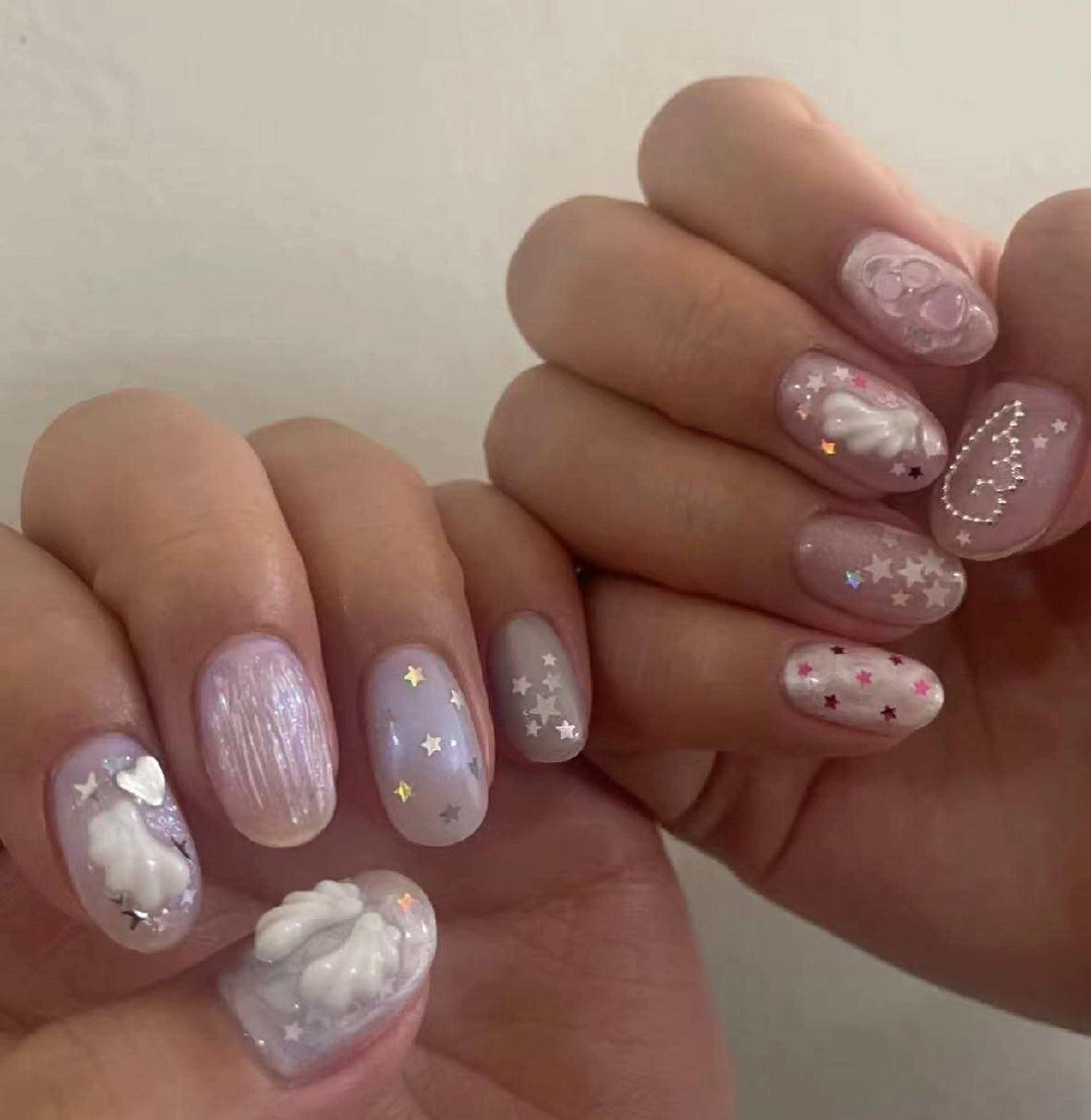 ネイル フラワーネイル フレンチネイル ジェルネイル ガラスフレンチ ハート ハンドネイル Oomiya 服部のネイルデザイン