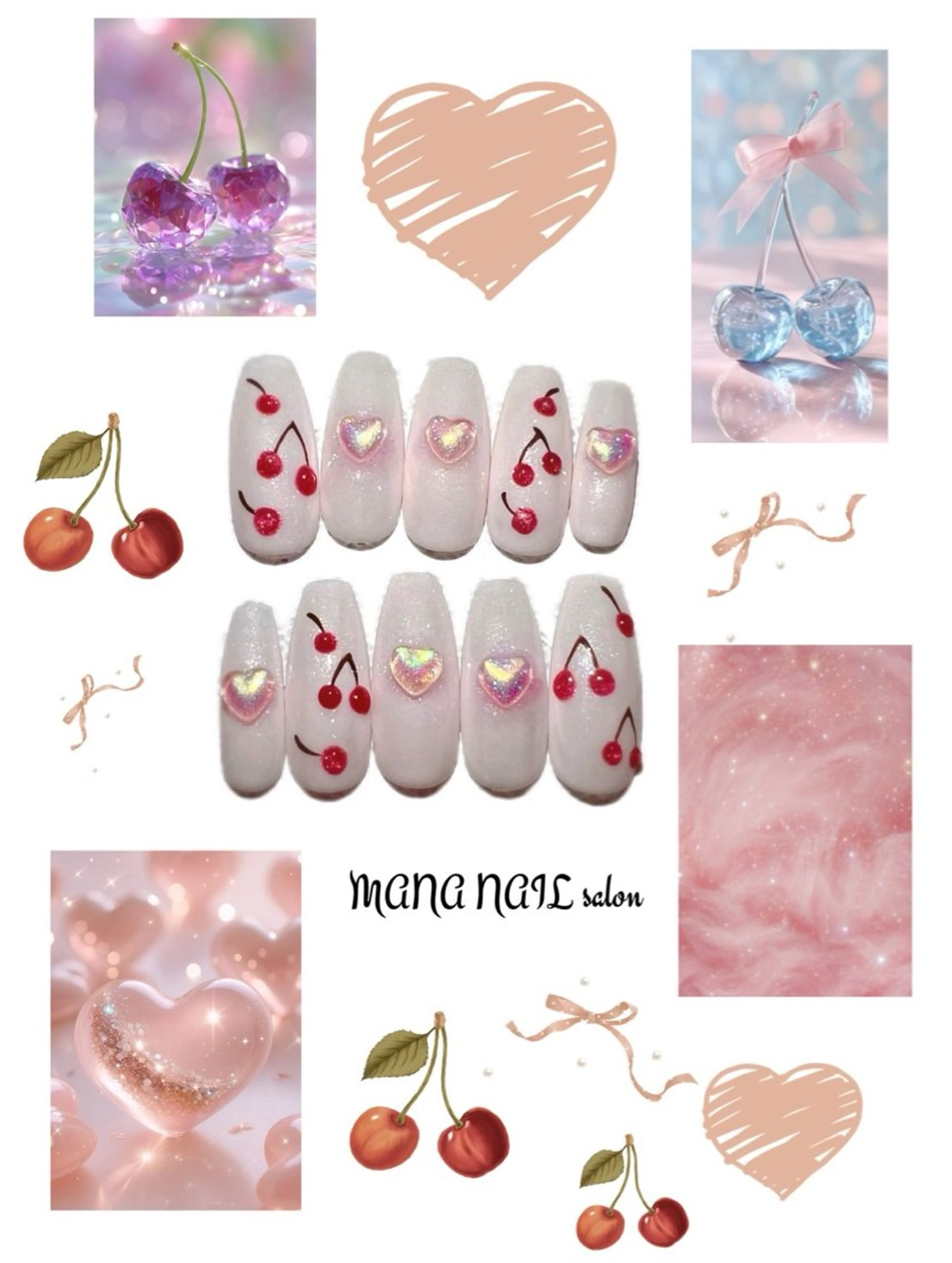 ネイル ハート ピンク ハンドネイル ハンドケア 廣瀬 真奈美のネイルデザイン