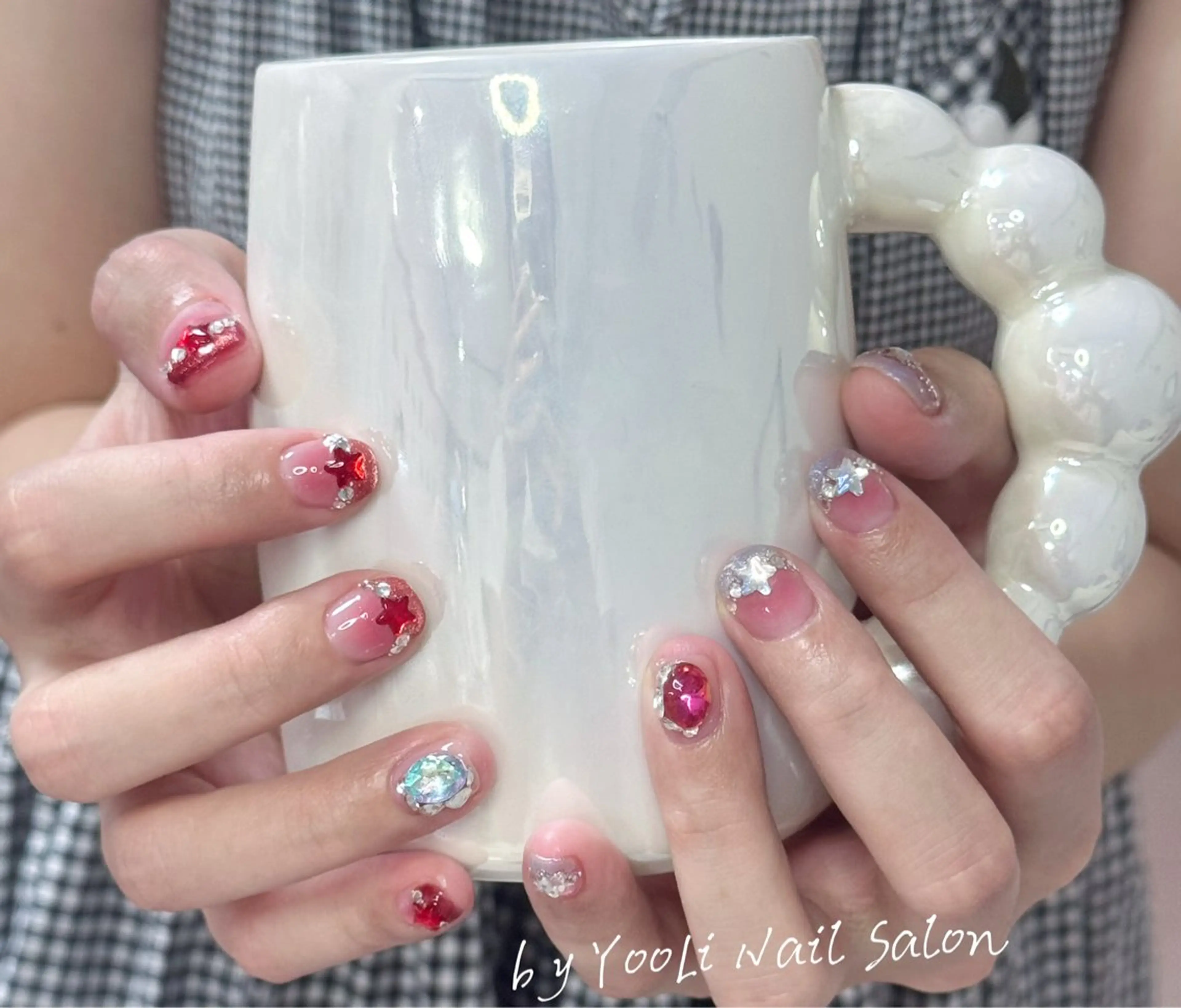 ネイル アートネイル オーロラネイル チークネイル フレンチネイル ガラスフレンチ ハンドネイル 🎀🎀YooLi Nail Salonのネイルデザイン