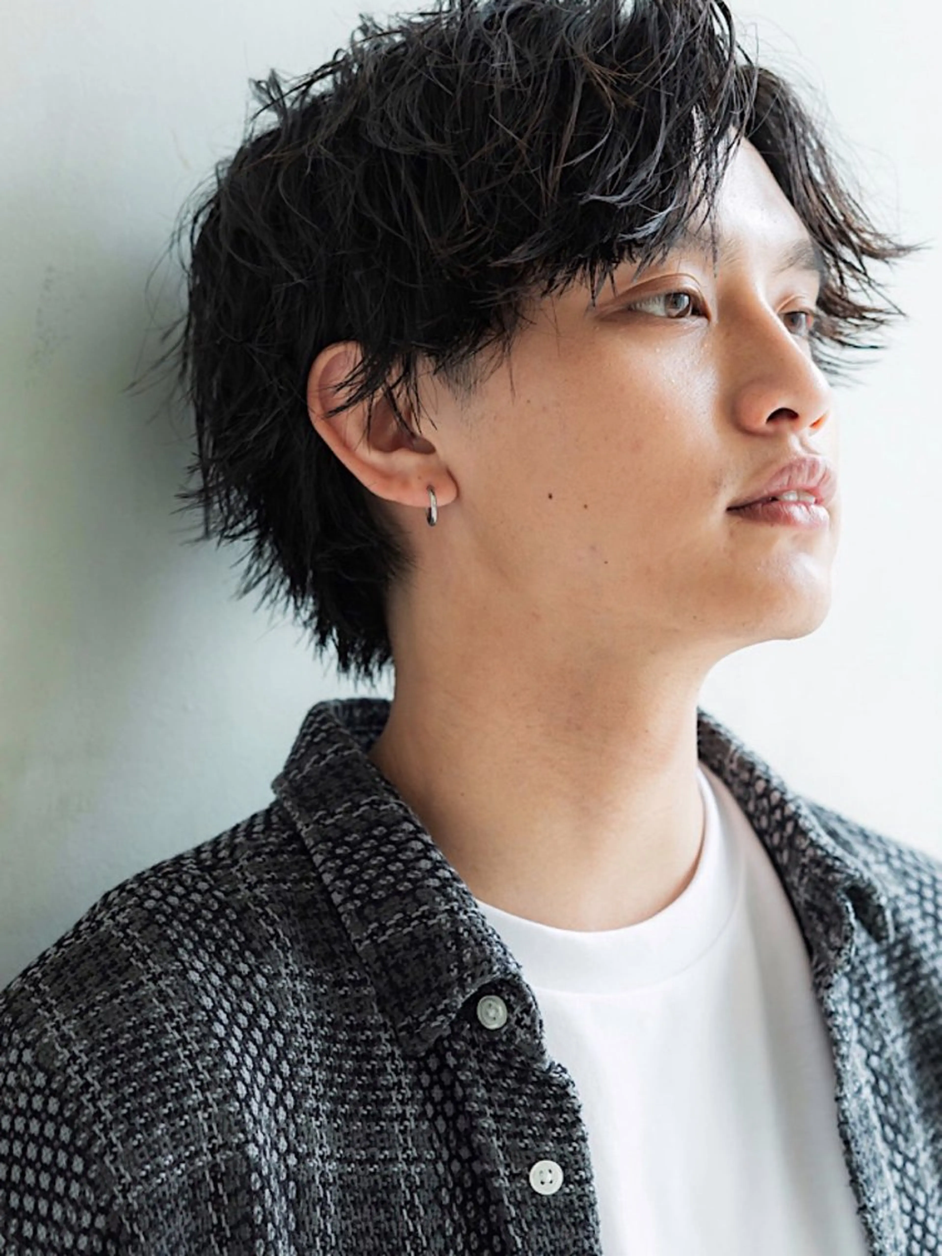 ミディアム パーマ メンズ ミディアムパーマ アップバング ビジネス センターパート フェードカット 💁‍♂️メンズカッ トパーマ💈大田涼華のヘアスタイル