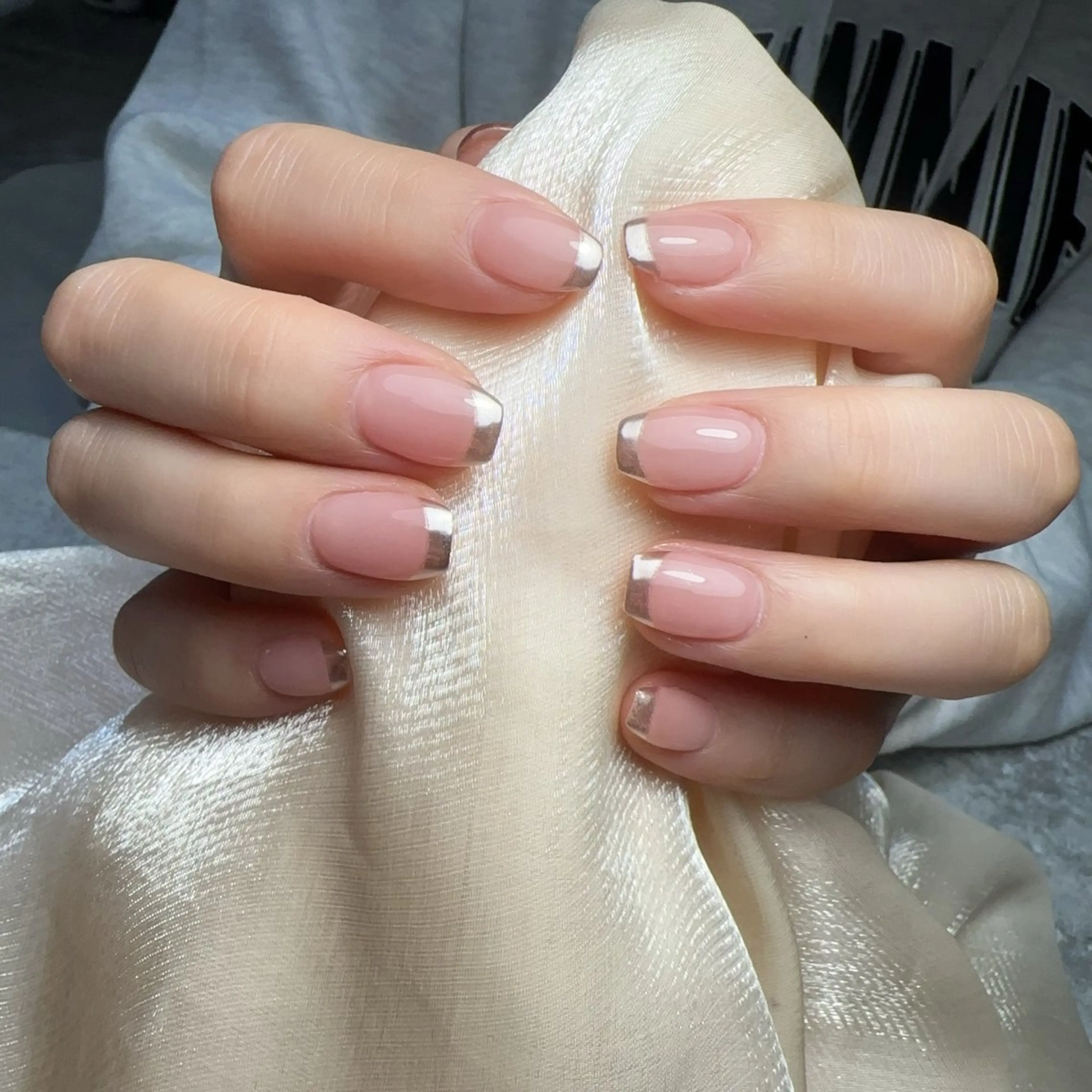 ネイル フレンチネイル ミラーネイル 春ネイル JUN   nail所属・横井那名 JUN NAILのネイルデザイン