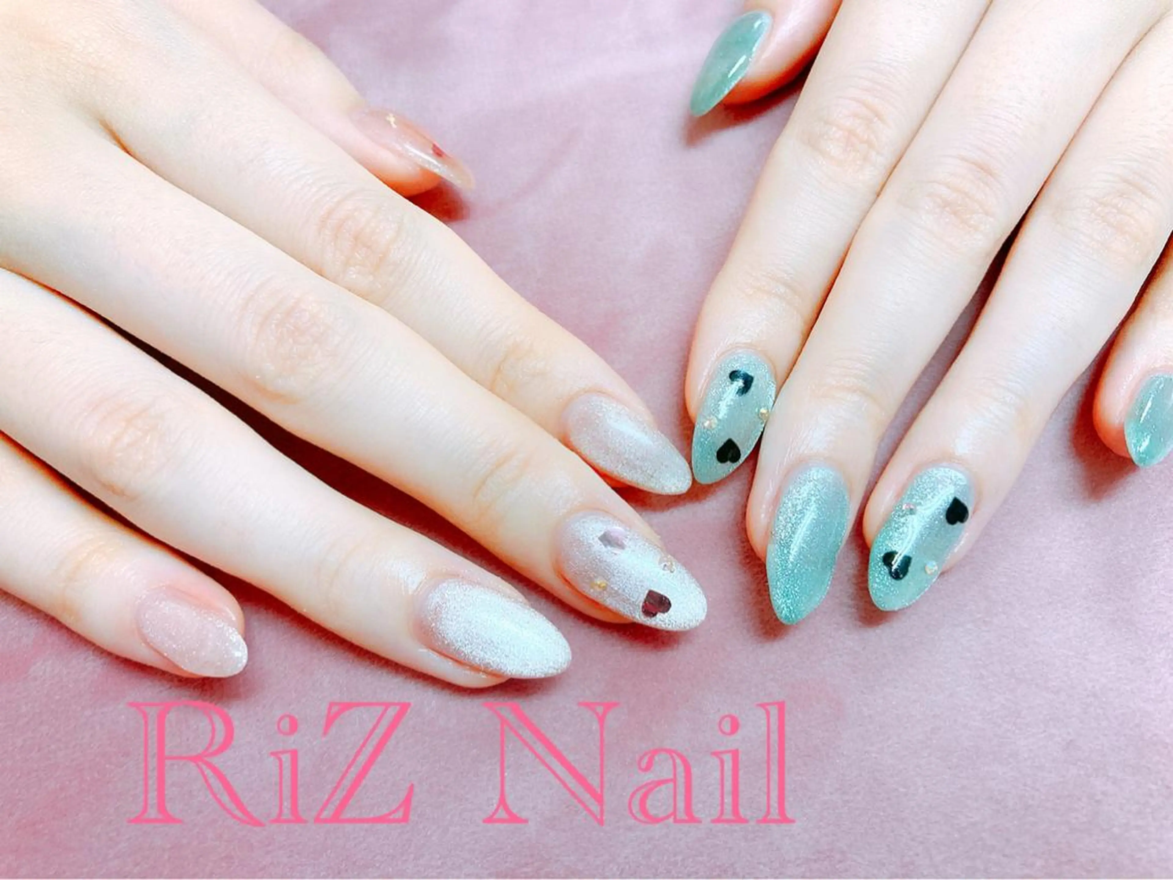 ネイル ハート マグネットネイル RiZ nail salonのネイルデザイン