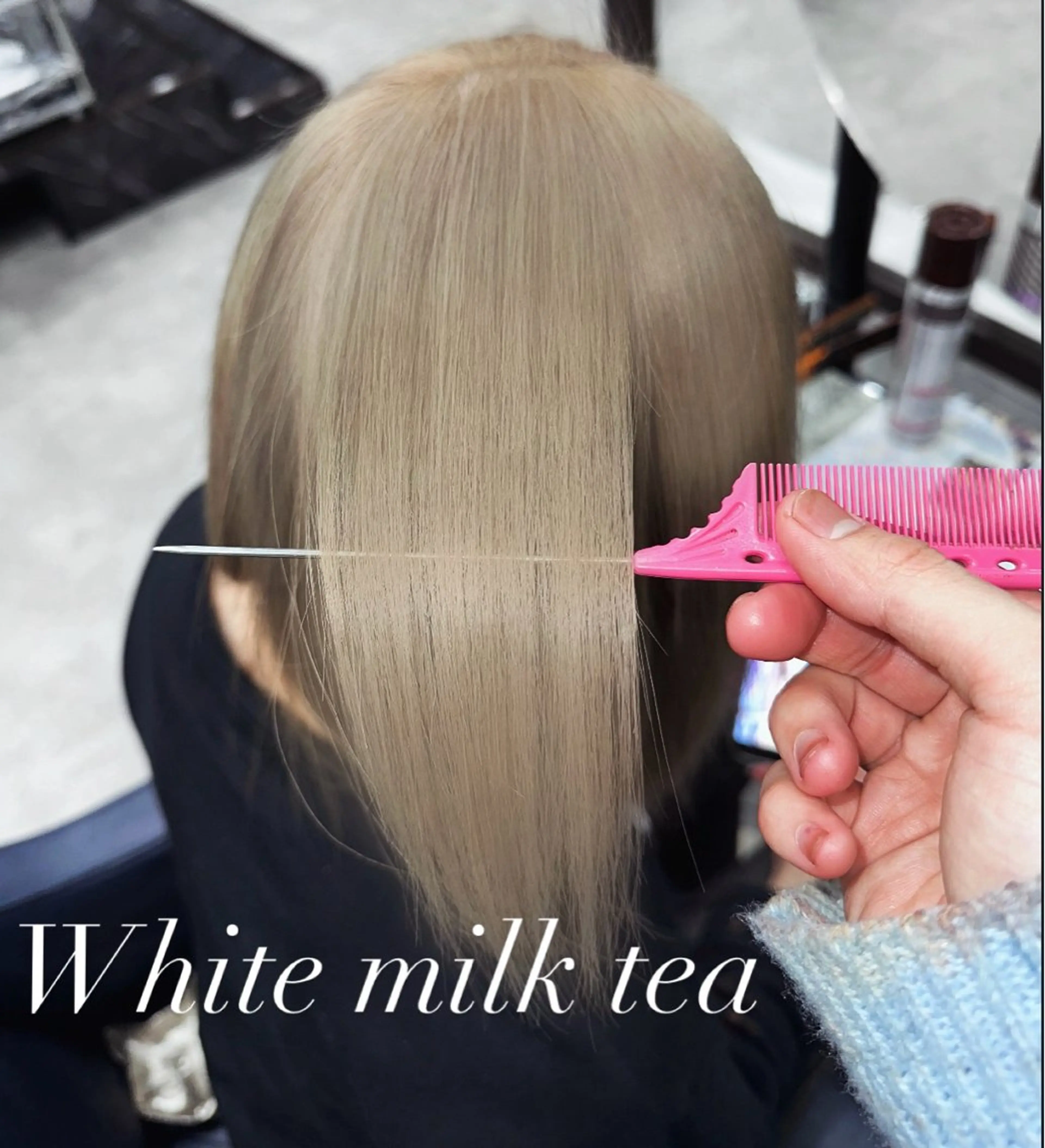 ミディアム カラー ブリーチ ブロンド ヘアカラー 栗谷 竜希のヘアスタイル