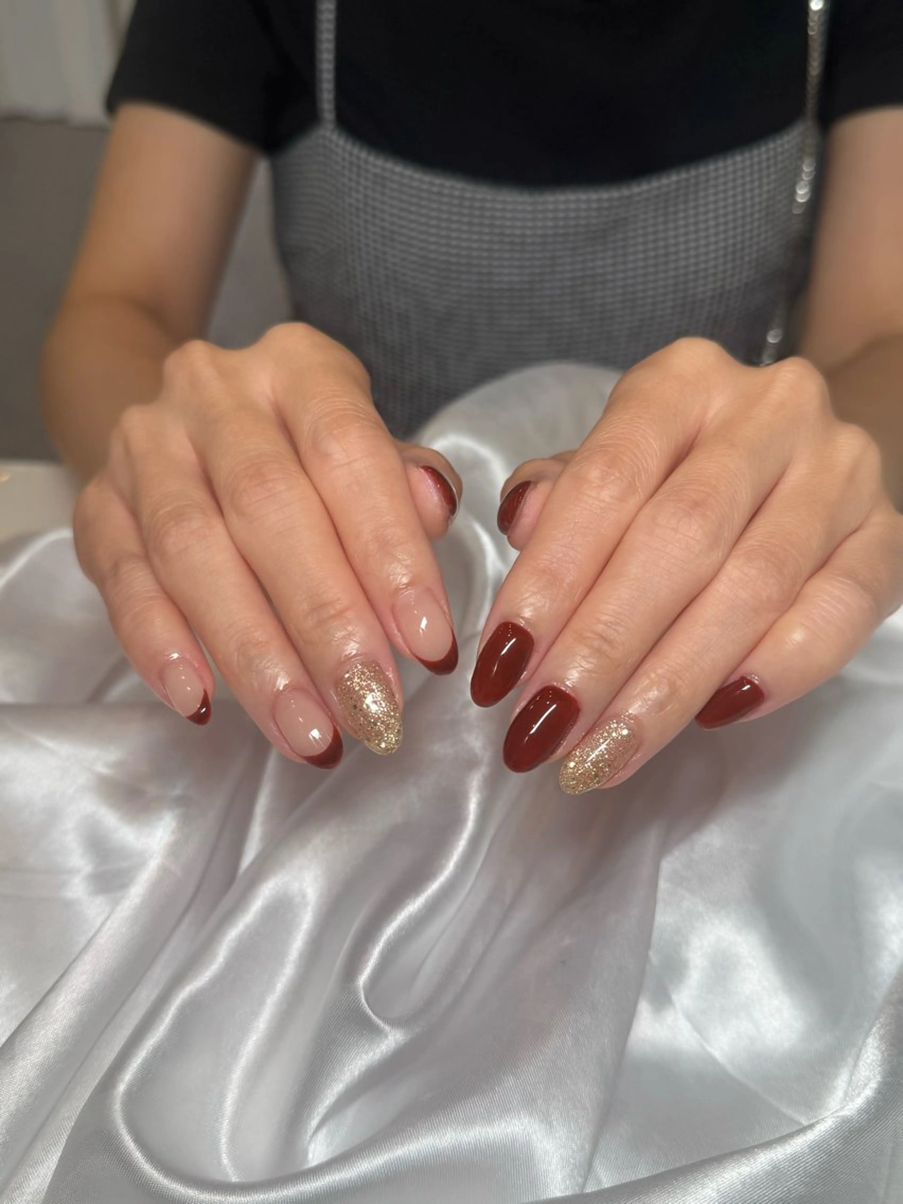 ネイル ボルドー フレンチネイル Rommy Arisaのネイルデザイン