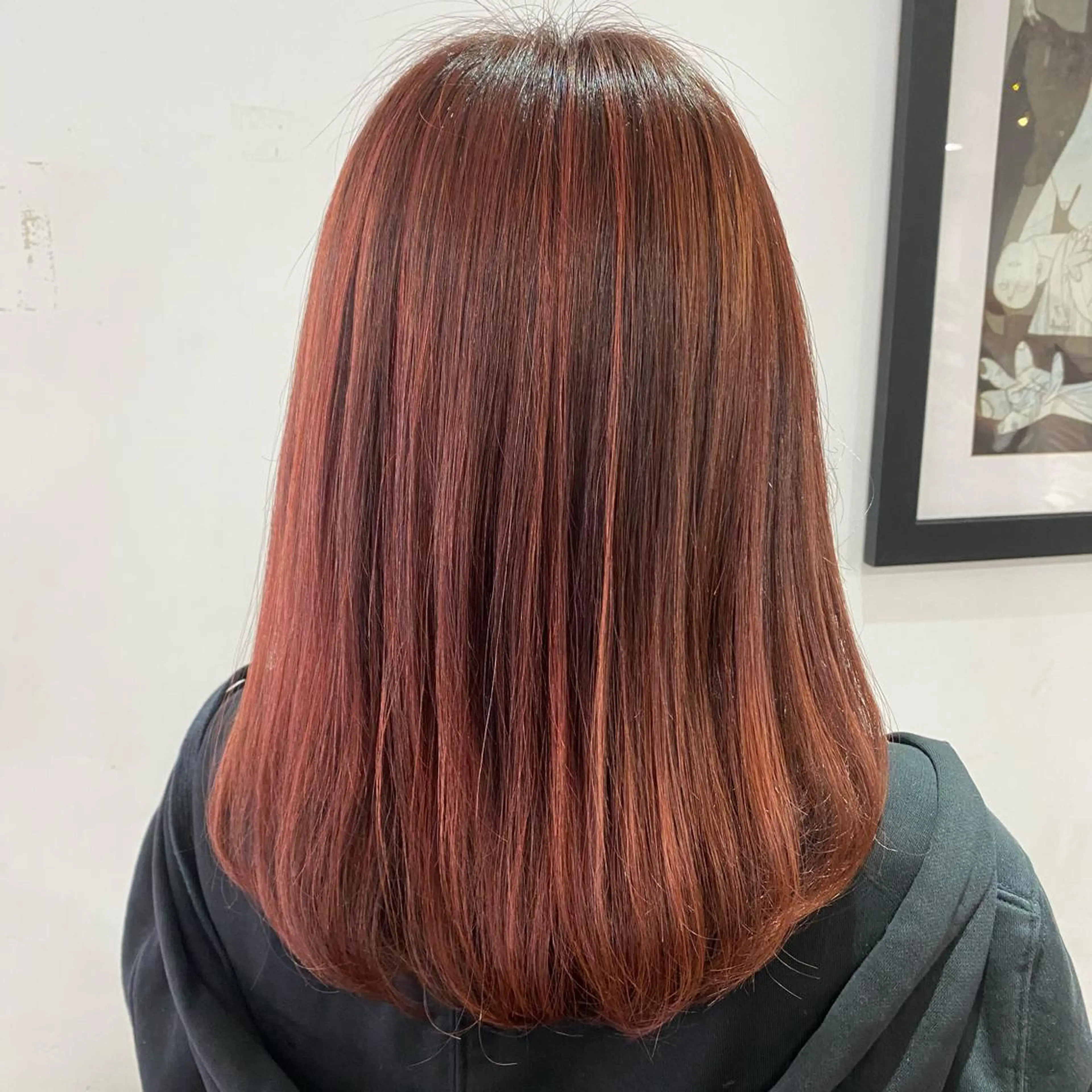 ミディアム カラー ブリーチ ブラウンカラー レッドカラー レッドブラウン 韓国風ヘア 💚 nao💚のヘアスタイル