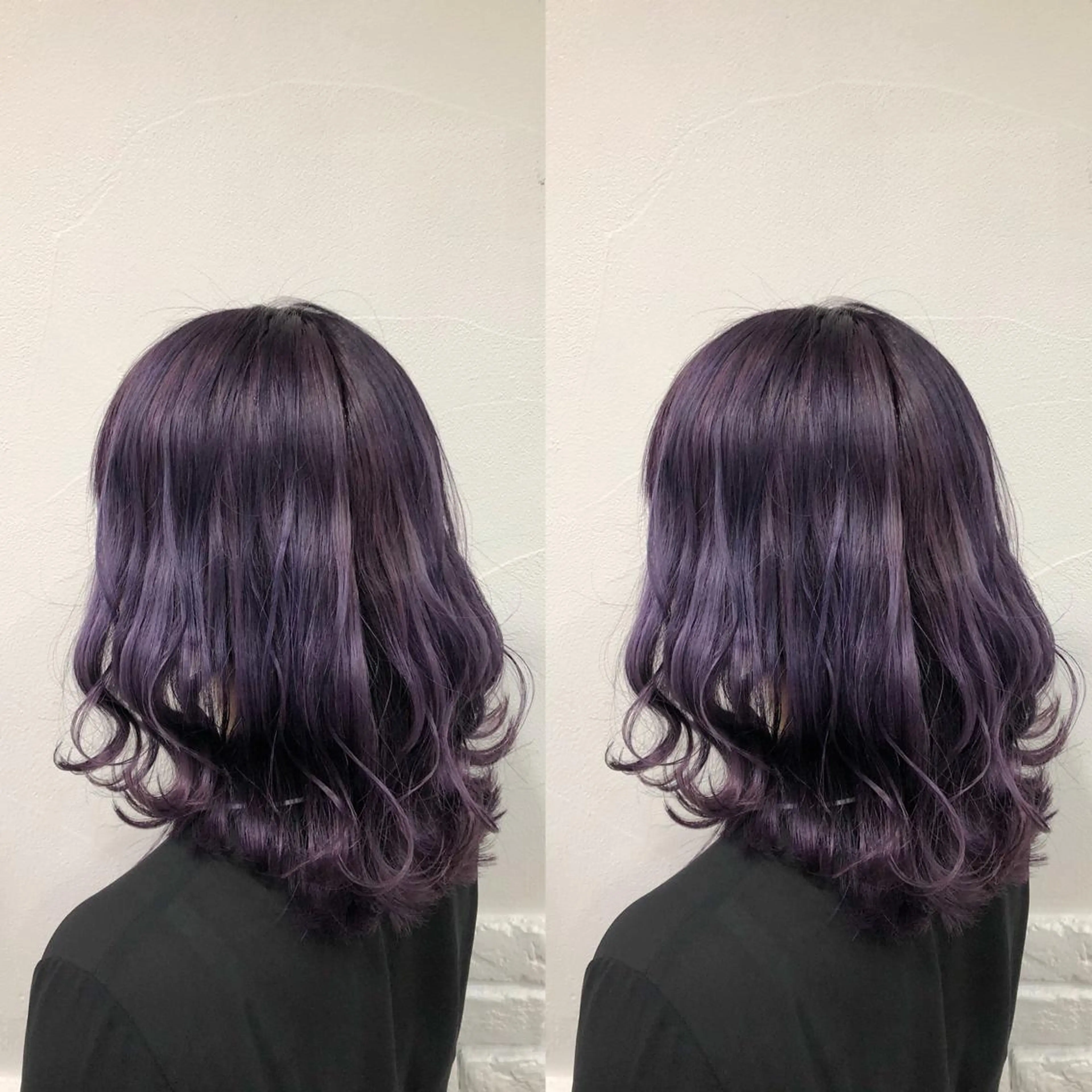 セミロング カラー ヘアアレンジ メンズ キッズ ラベンダーカラー パープルカラー カット ヘアカラー トリートメント 💟Chloe原宿店 🩶ハイトーンのヘアスタイル