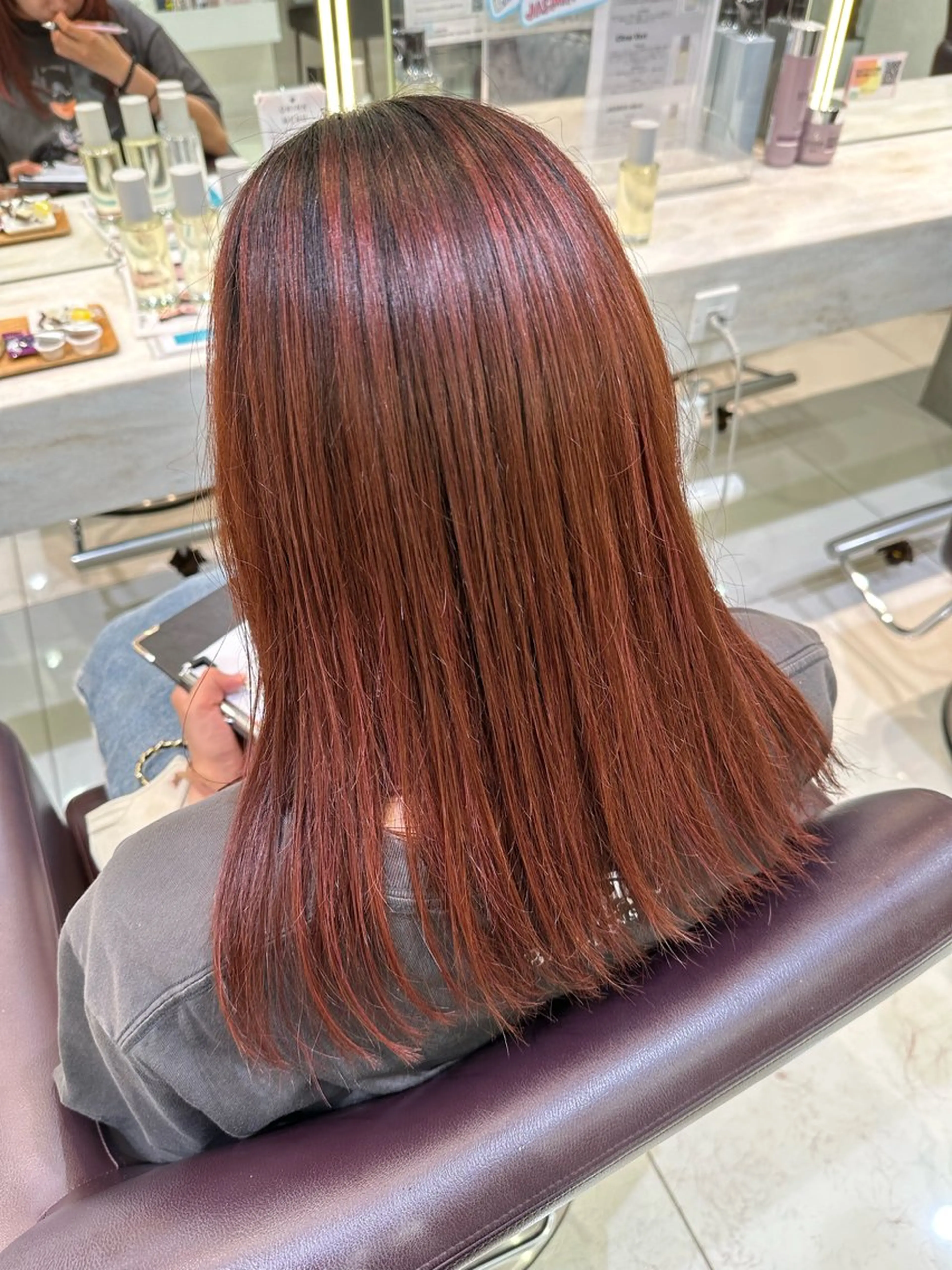 ミディアム カラー ピンクカラー カット ヘアカラー 艶カラー/縮毛矯正/ ブリーチカラー/みなのヘアスタイル