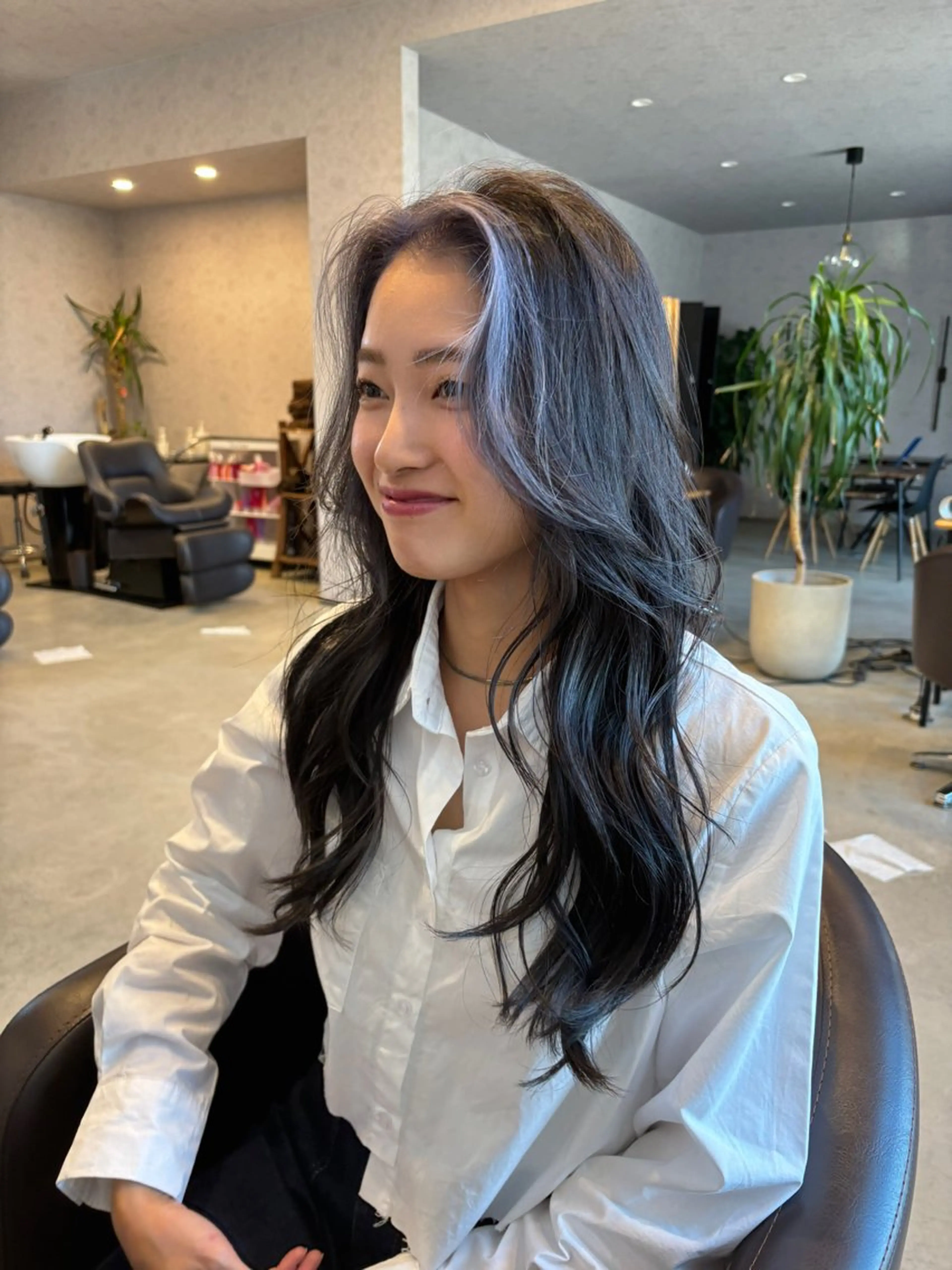 カラー ミストバング  フェイスフレーミング ヘアカラー 透明カラー/レイヤー misaki °＊のヘアスタイル