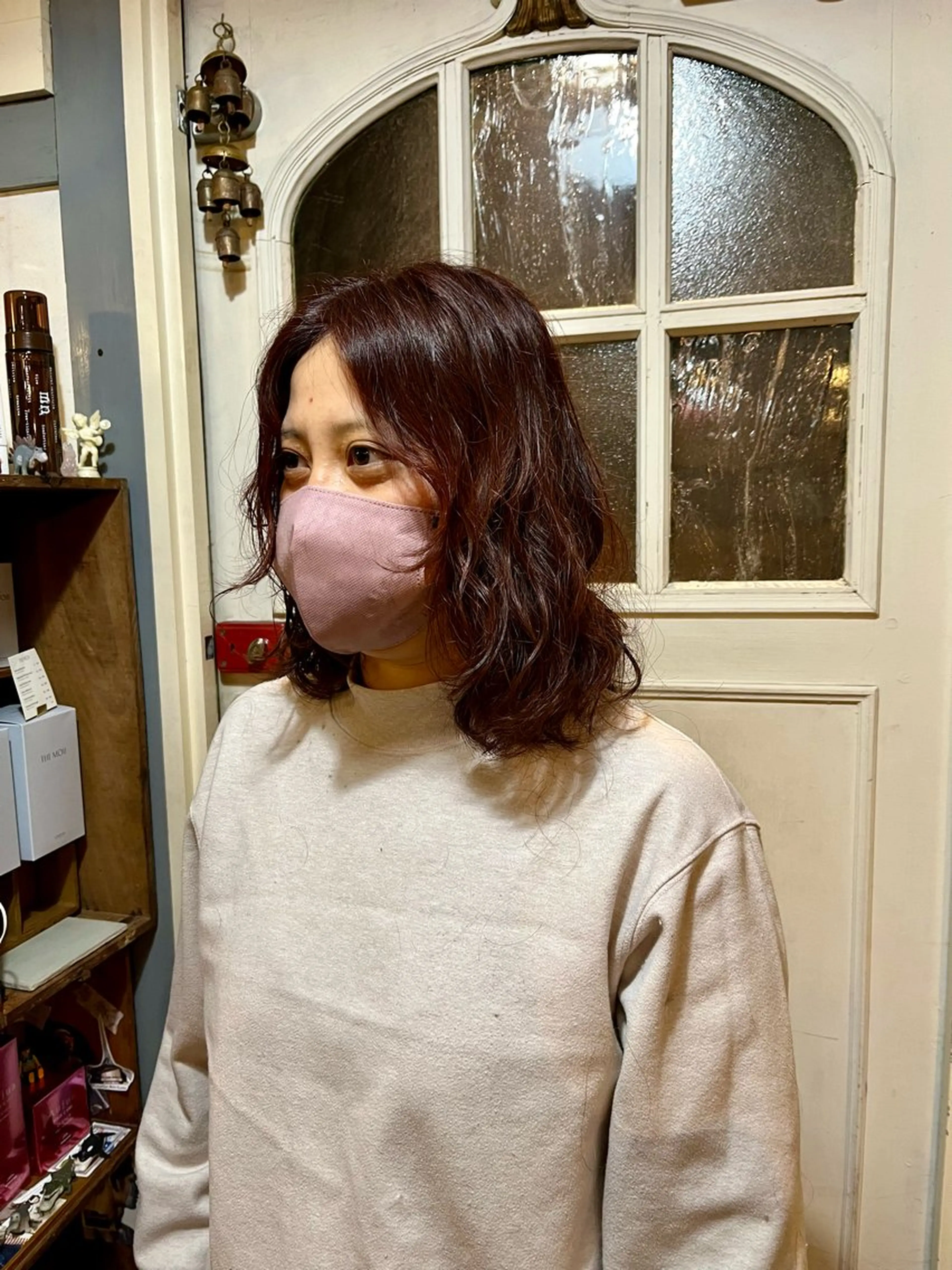 ミディアム パーマ ミディアムパーマ 顔周りカット カット パーマ ヘッドスパ 抜け感ショート パーマ/緒方椋のヘアスタイル