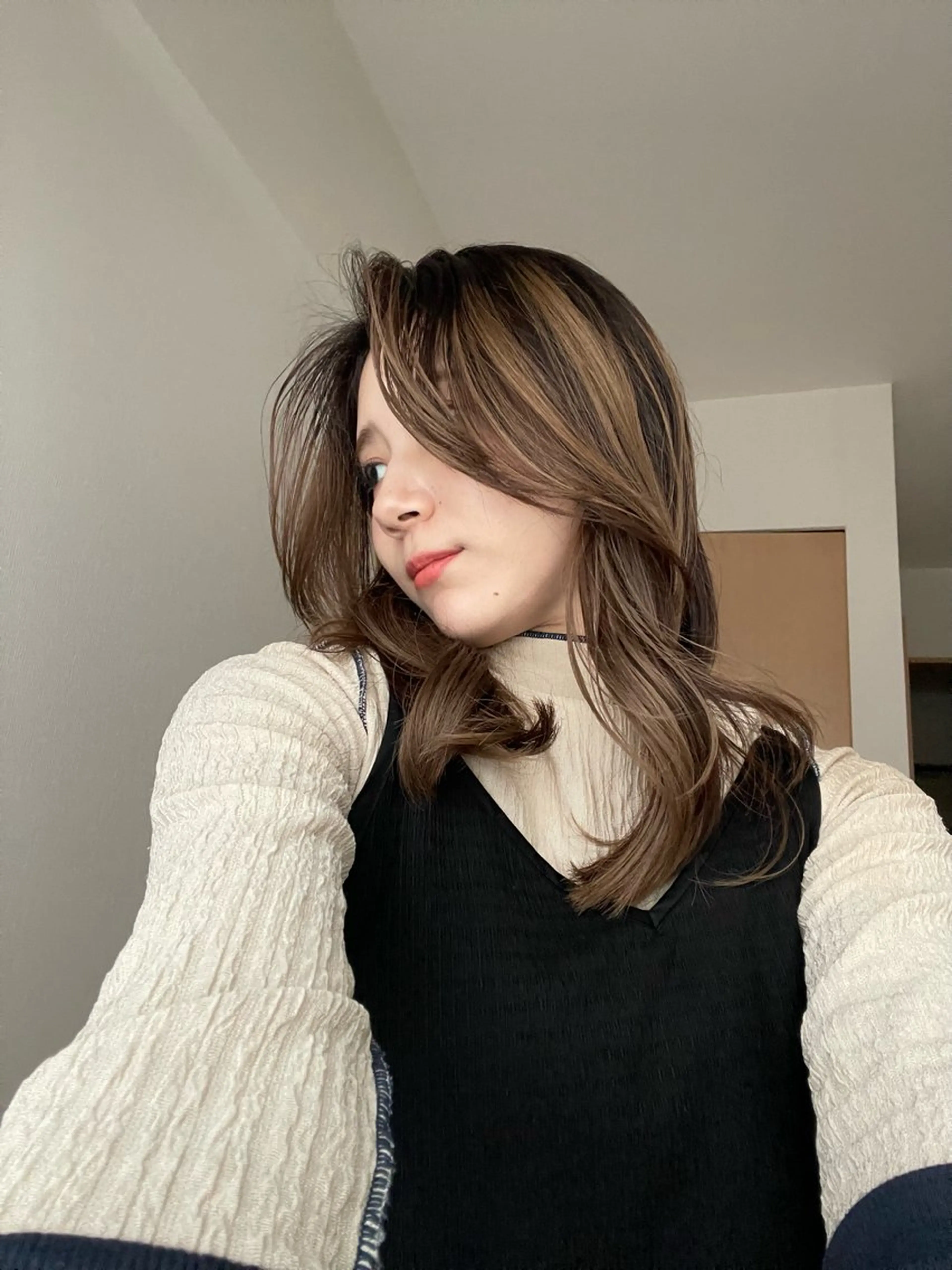 セミロング レイヤーカット ナギ『kii』 福岡美容室🇰🇷のヘアスタイル