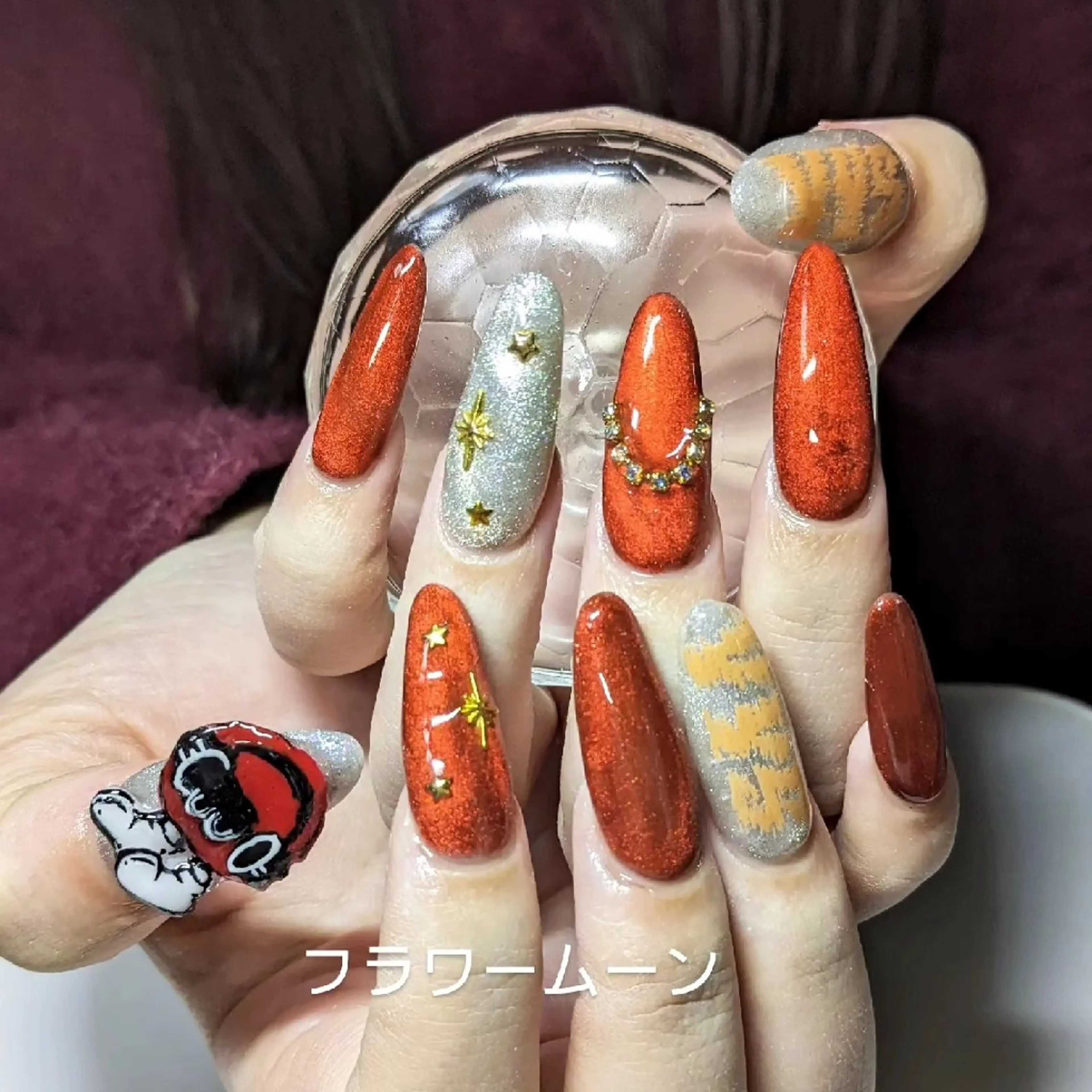 ネイル ハンドネイル ハンドケア フラワー ムーンのネイルデザイン