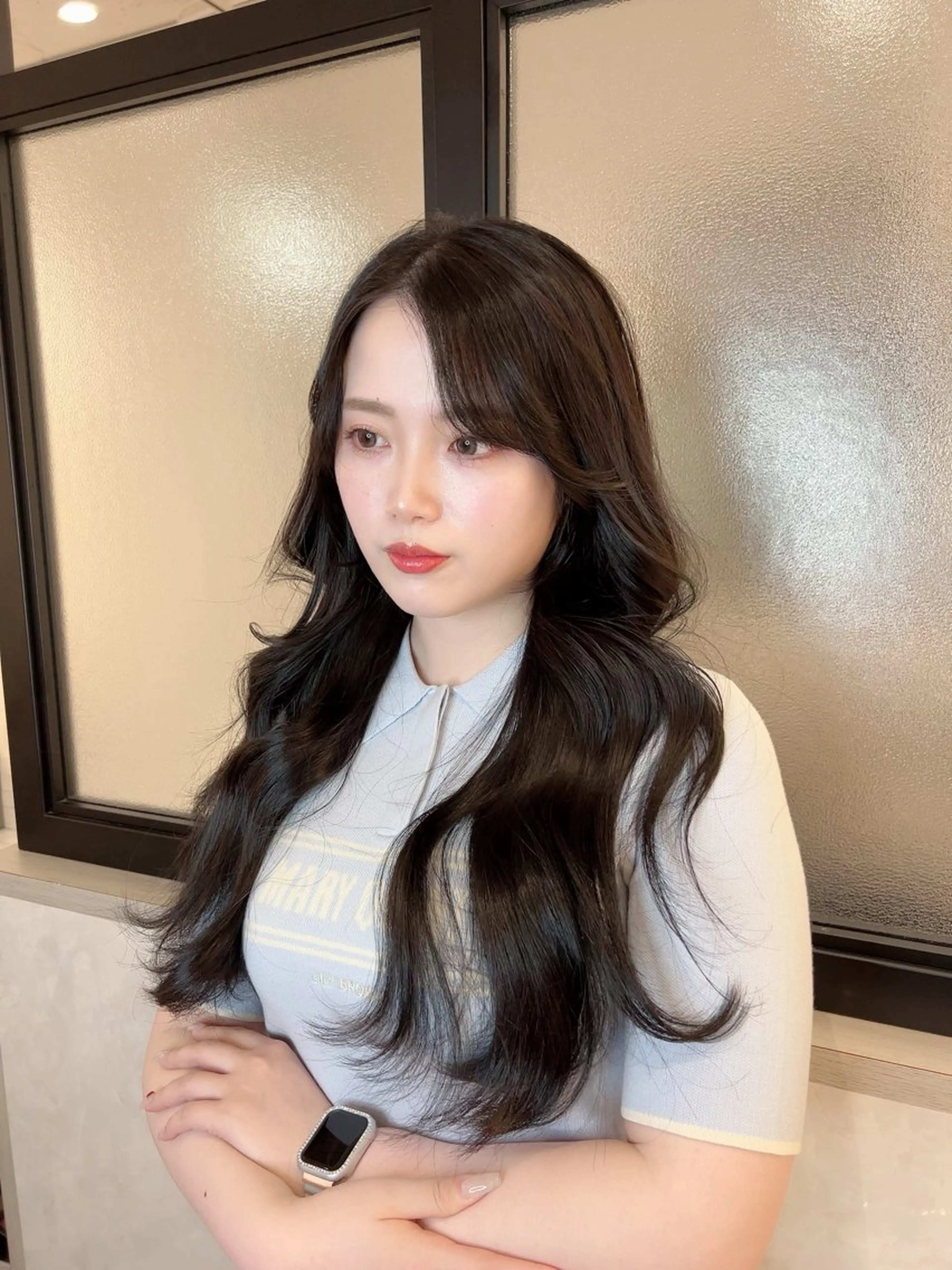 ロング カラー カット ヘアカラー トリートメント &chaLme   心斎橋所属・emi/髪質改善/ 韓国風/艶カラーのヘアスタイル